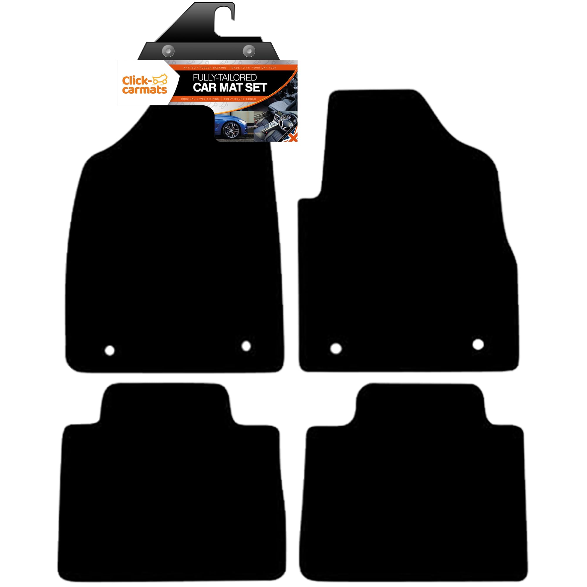 Fully Tailored Deluxe Car Mats to fit MG HS Automatic 2019-2024 - 4 Piece - Black Carpet - Black Trim - Heavy Duty Heel Pad - 20-4463