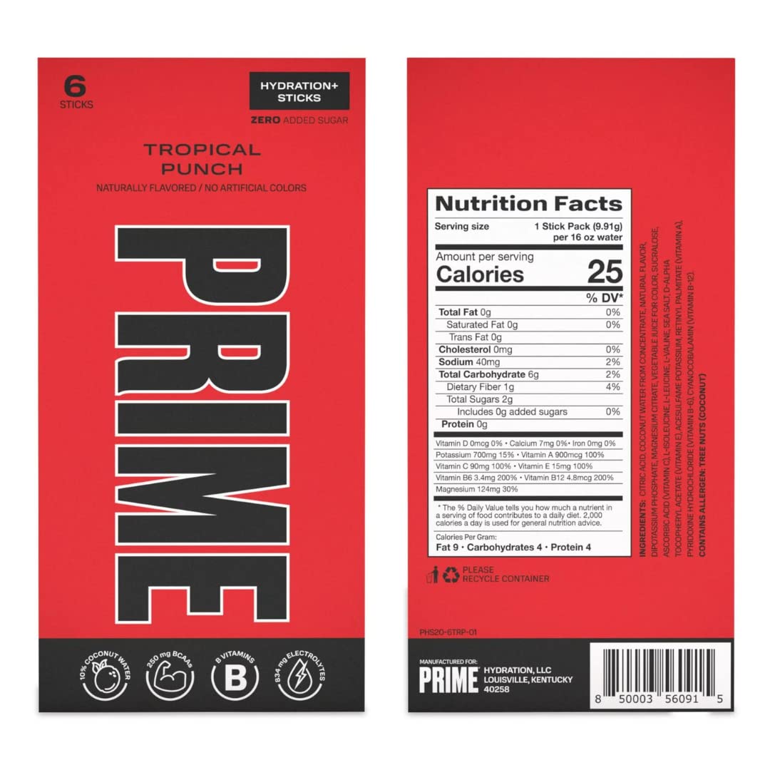 Prime Hydration+ Electrolyte Powder Mix Sticks