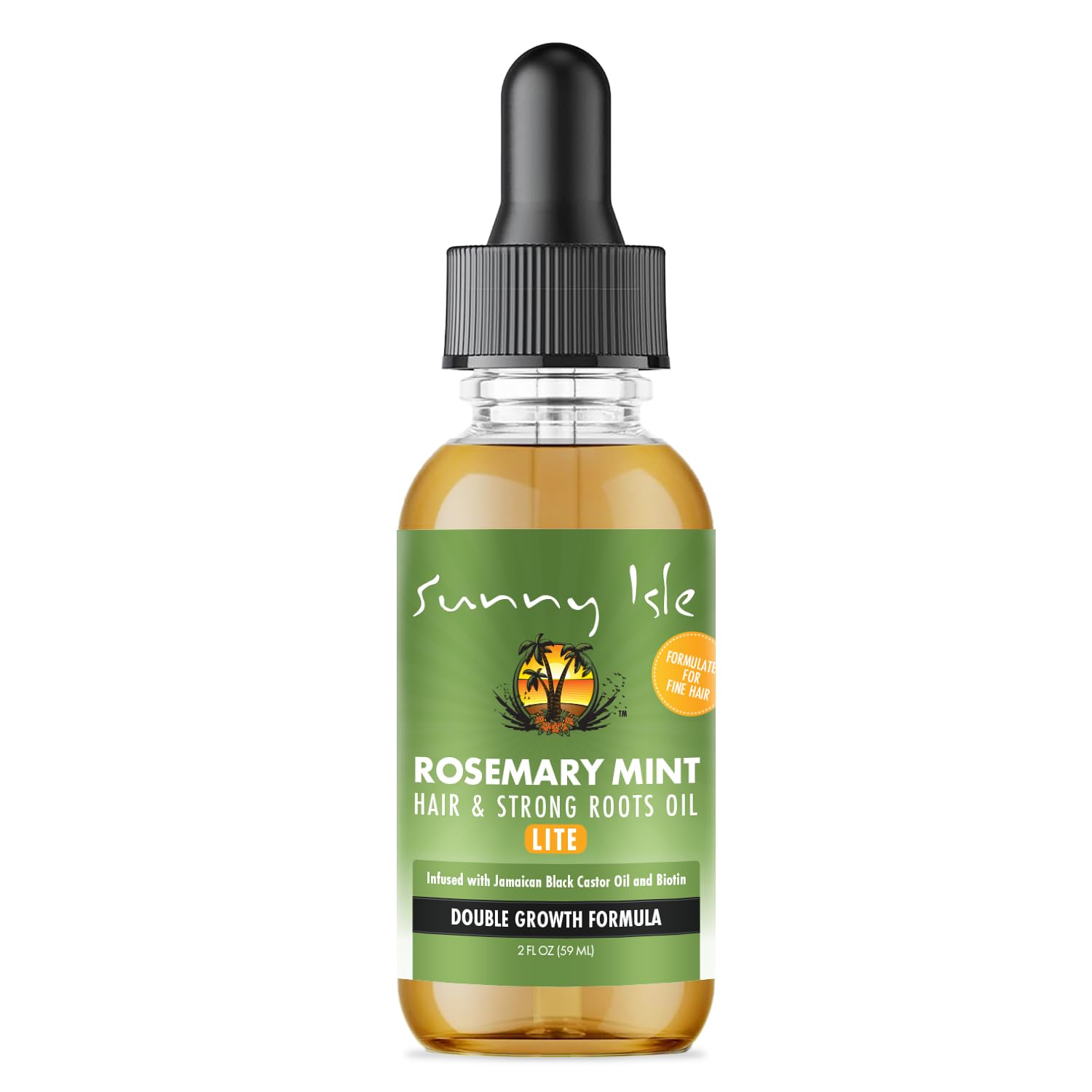 Sunny Isle Rosemary Mint Hair and Strong Roots Oil Lite 2oz | For Light, Thin Hair | Infused with Biotin & Jamaican Black Castor Oil | Nourish Hair Follicles | Dry Scalp, Split Ends