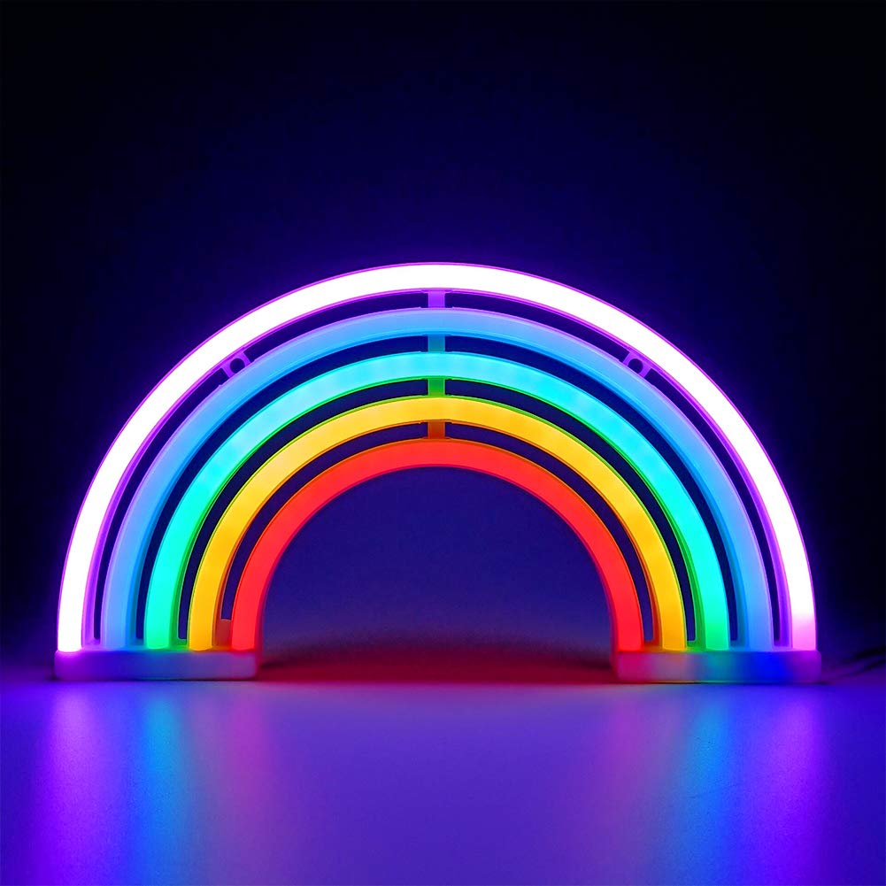 XIYUNTE Rainbow Neon Light Colorful Neon Sign Wall Decor Battery or USB Powered Rainbow Neon Lights Led Neon Signs Light up for Kids Room, Party, Bar, Party, Wedding, Christmas