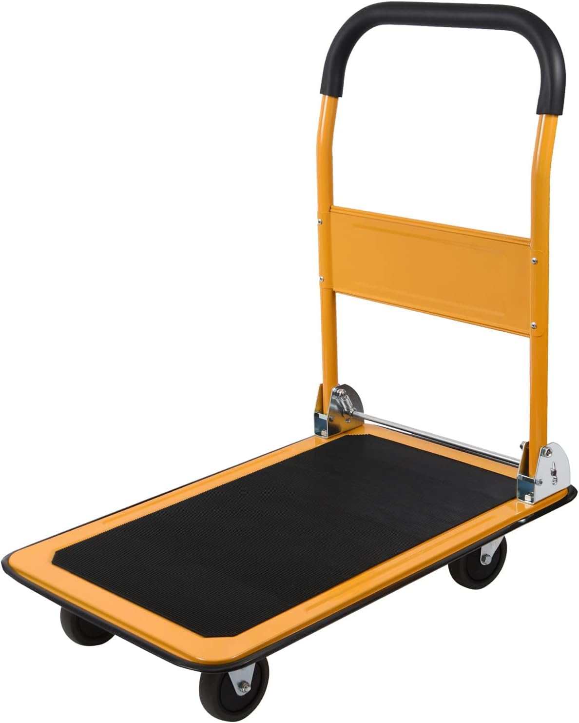 LEADALLWAY Platform Truck Foldable Push Cart 330lbs Capacity 4 Wheels 28.7x18.5x32.3inches Yellow