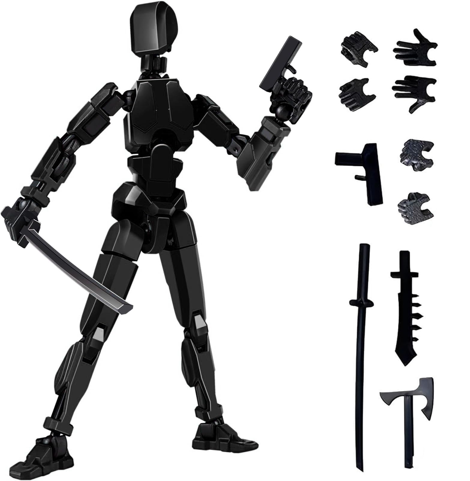 KOWVOWZ T13 Action Figure, 3D Print Dummy Action Figures, Robot Action Figure with 4 Weapons and 3 Hand Types Assembled Titan T13 Action Figures Set for Desktop Decorations Game Lovers