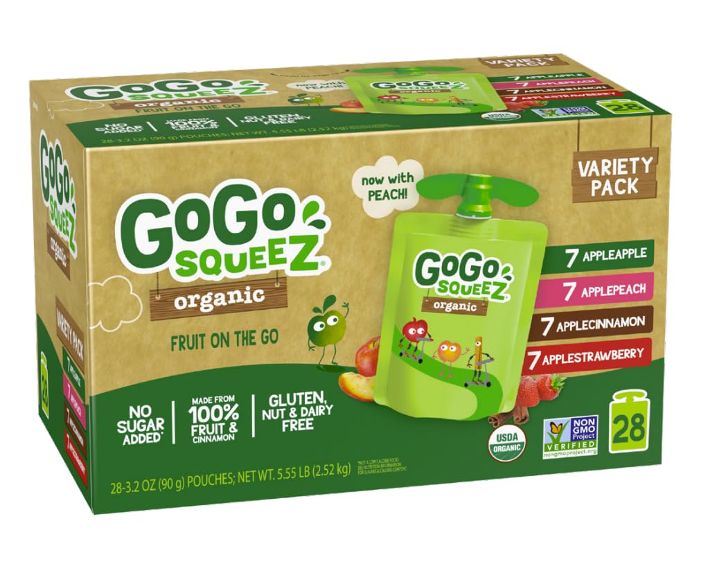 GenericGoG'o Squee'Z Organic Applesauce Pouches, Variety Pack, 3.2oz, 28 Count