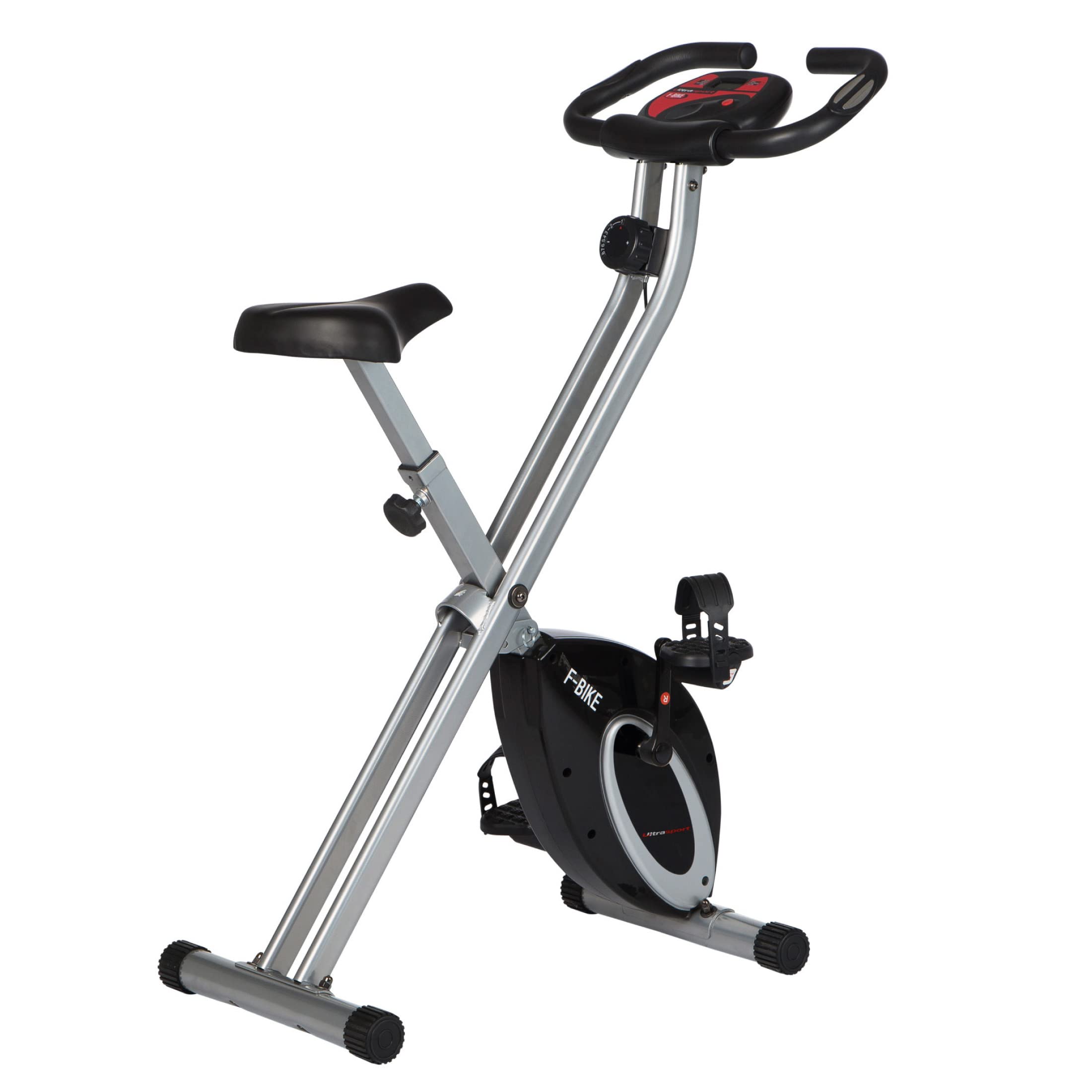 Ultrasport F-Bike, Bicycle Trainer, Exercise Bike, Foldable Exercise Bike, LCD Display, Opt. Hand Pulse Sensors, Adjustable Resistance Levels, Easy To Assemble, Ideal For Athletes And Seniors