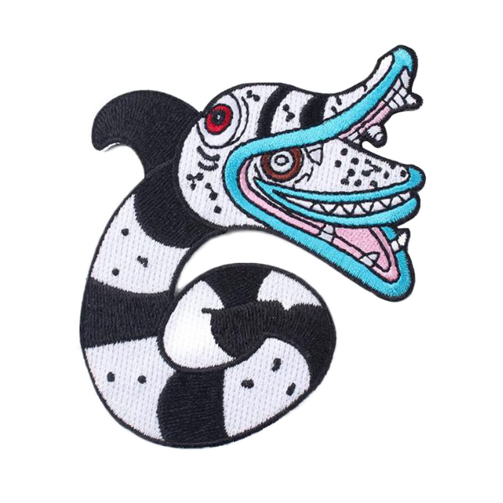 Cute Snake Patch The White and Black Snake Embroidered Applique Iron On/Sew On Animal Sewing Patch Badge for Clothing Jackets Jeans Backpack (WJH-YF6)