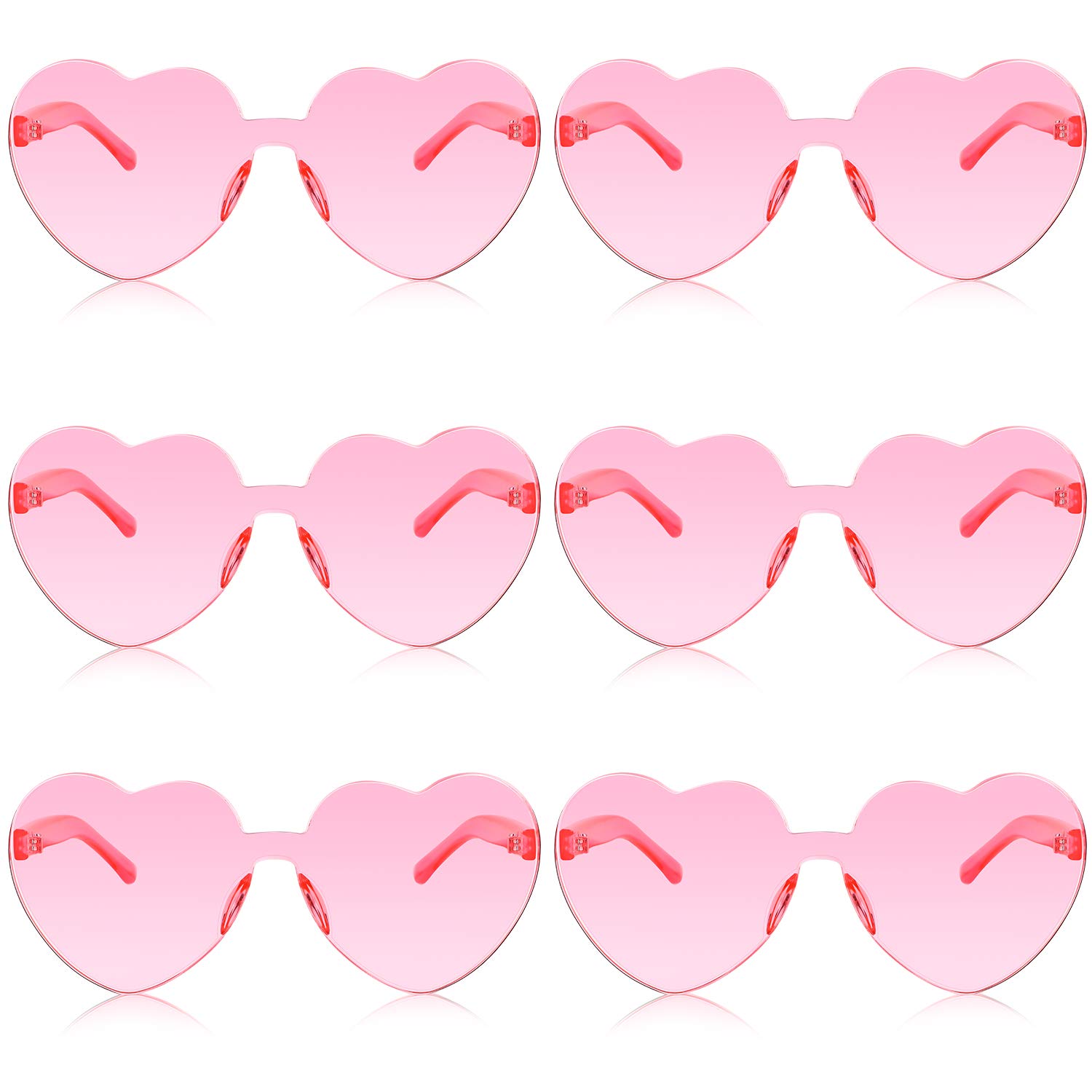 Frienda 6 Pieces Heart Sunglasses Pink Sunglasses Heart Shaped Sunglasses for Party Cosplay