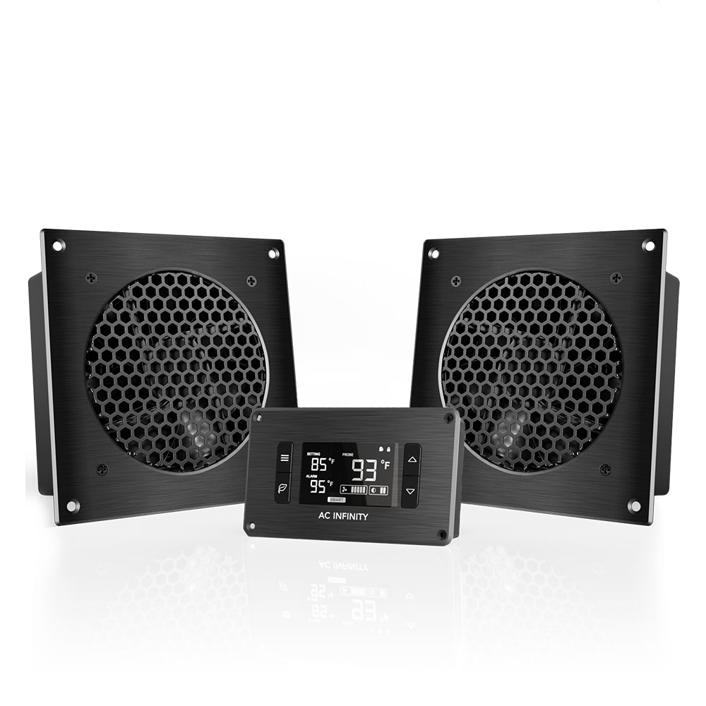 AC InfinityAIRPLATE T8, Quiet Cooling Dual-Fan System 6" with Thermostat Control, for Home Theater AV Cabinets