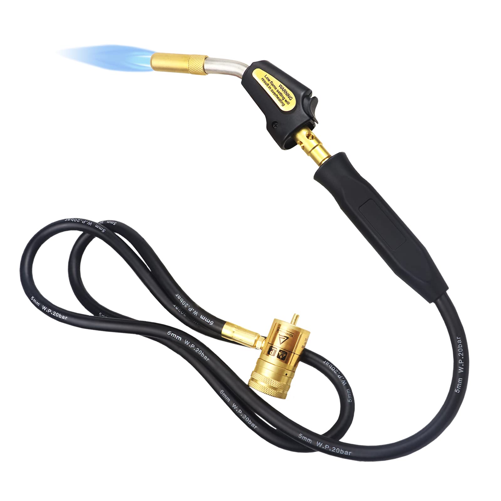 Mapp Welding Propane Torch With Self-Ignition Welding Torch 1.5m Hose Length Adjustable for Welding, HVAC, Brazing, Barbecue or Plumbing