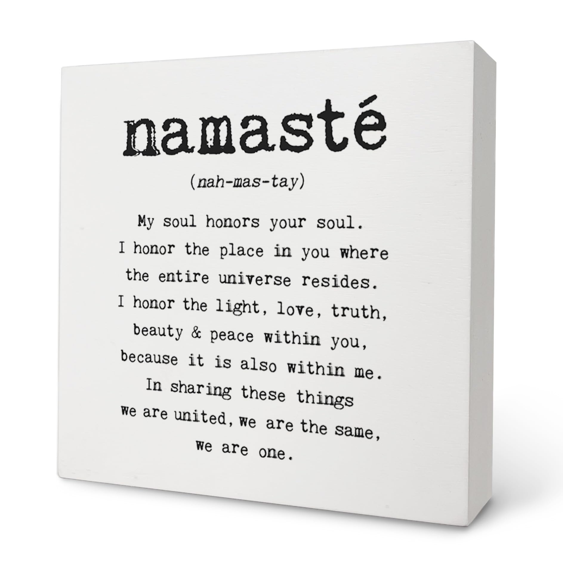 Knibeo Positive Yoga Meditation Namaste Definition Wood Box Sign Decor,Gifts for Yoga Lovers Teacher,Inspirational Spiritual Wooden Block Plaque Box Sign For Home Bedroom Wall Desk Shelf Decorations