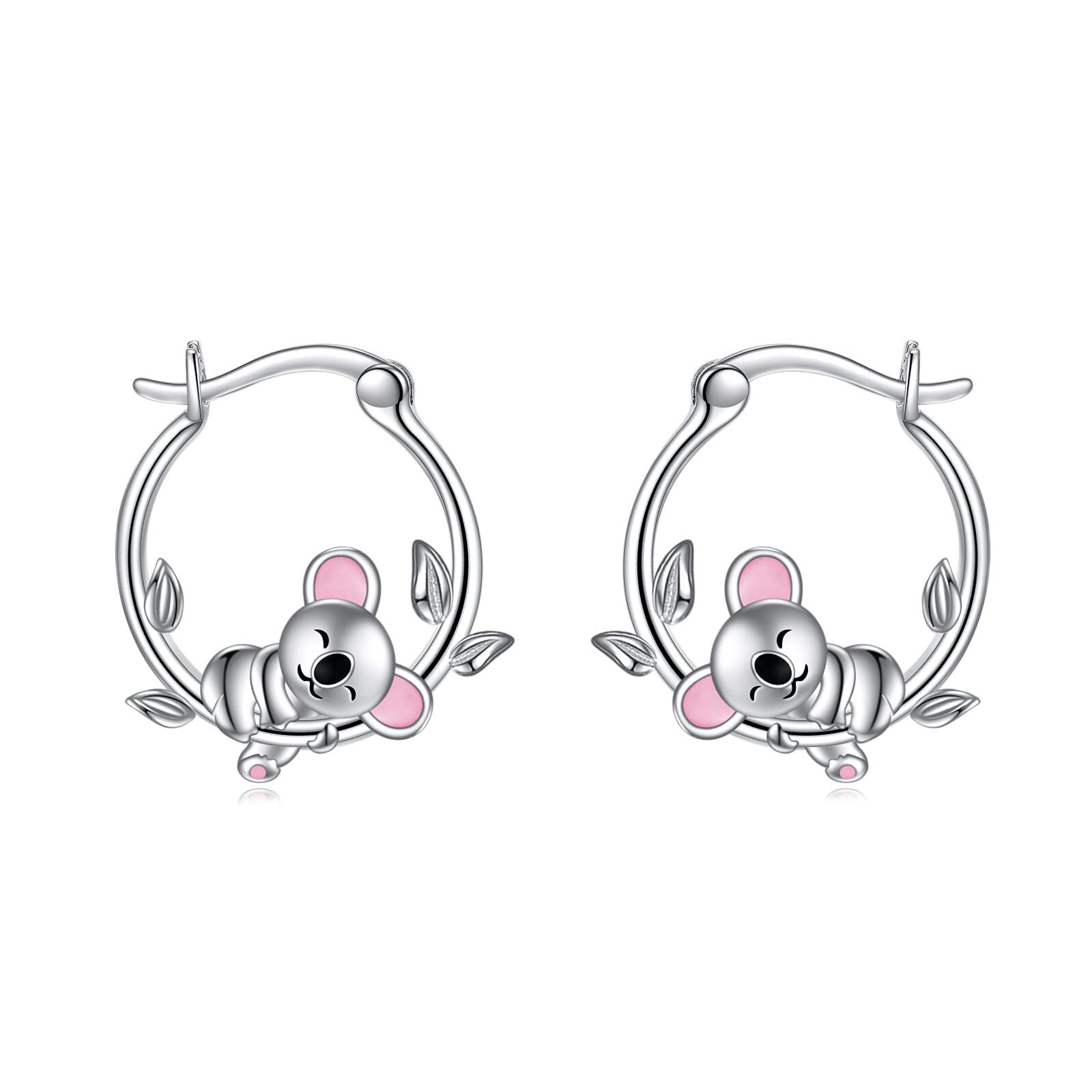 Cute Animal Hoop Earrings 925 Sterling Silver Pig/Fox/Hippo/Snake/Dinosaur/Koala/Panda Huggie Earrings for Women Girls Cute Animal Jewellery Gifts