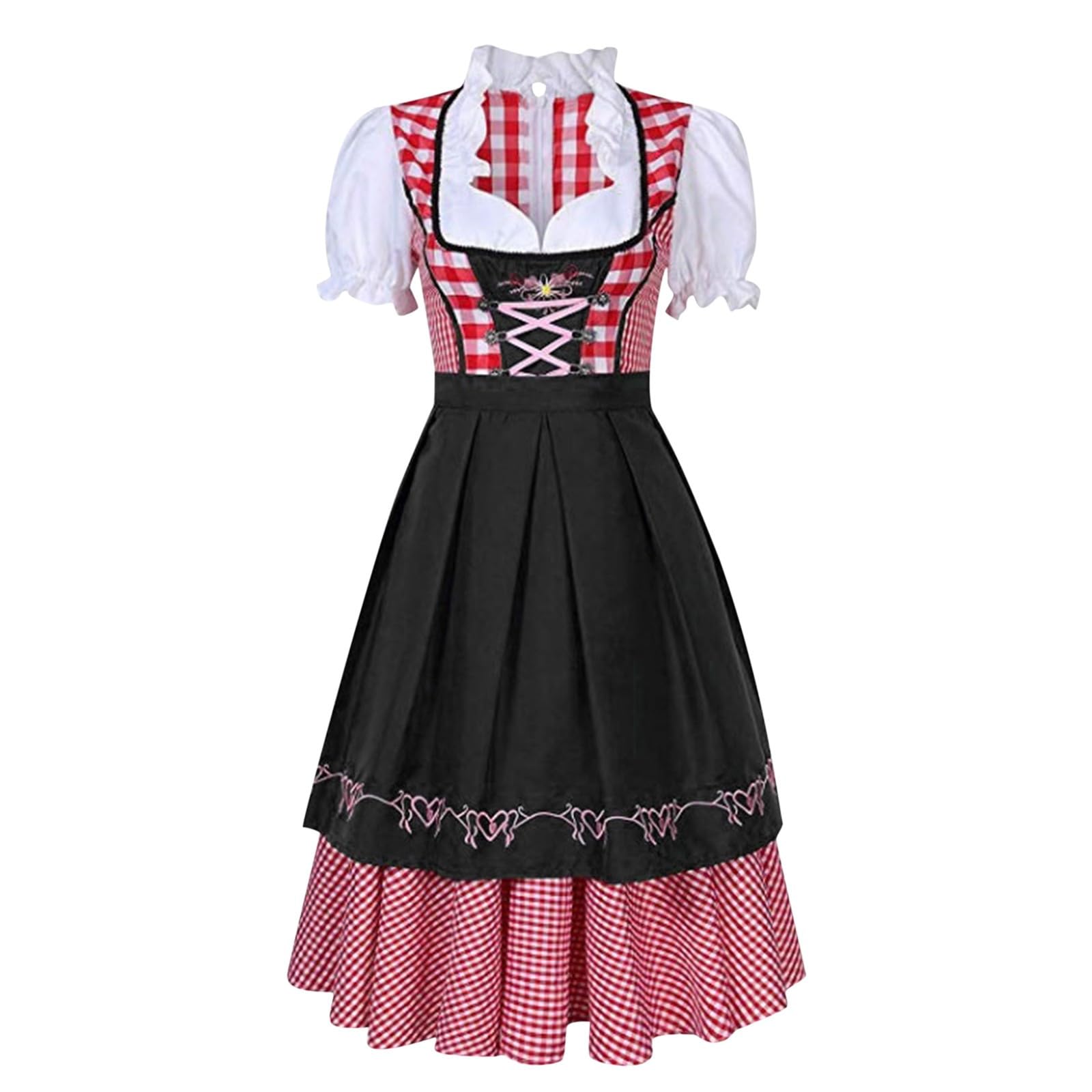 AMLESO Women's German Dirndl Dress,Beer Girl Oktoberfest Bavarian Oktoberfest Costume Traditional Dirndl Dress October Festival Costume Women Fancy Dress Costume for Oktoberfest Carnival Halloween