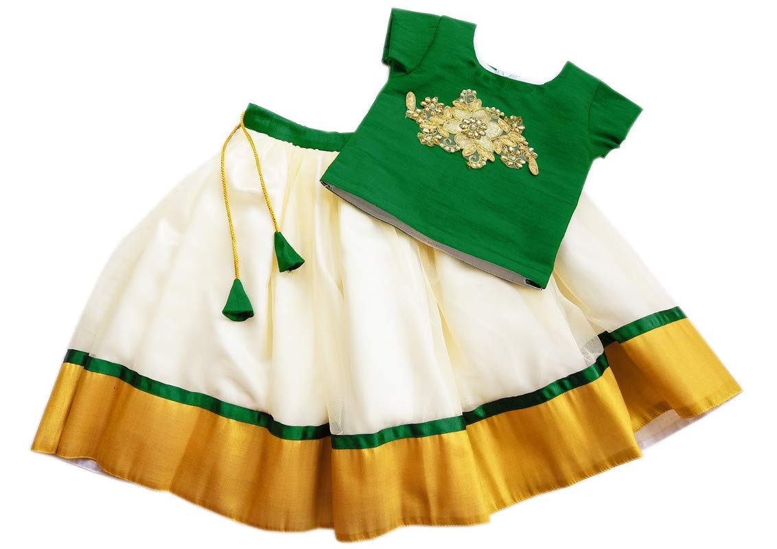 Stanwells KidsLehenga Choli for Girls Cotton Silk Traditional Dress Ethnic Wear for Baby Girls Readymade Embroidered Kids Lehenga for Girls Kerala South Indian Pattu Pavadai Langa for Kids