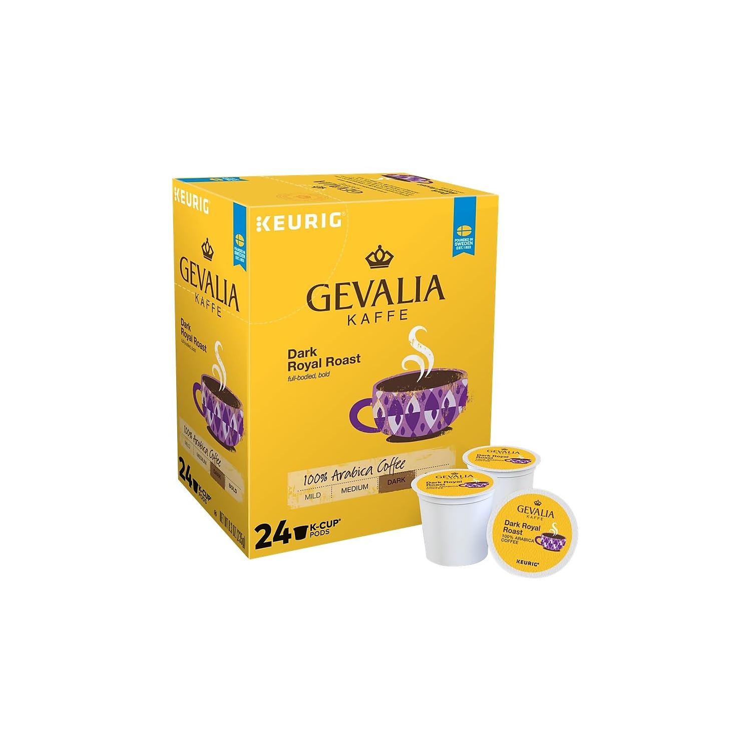 GEVALIADark Royal Roast Coffee K Cup Coffee Pods, Caffeinated, 24 ct - 8.3 oz Box