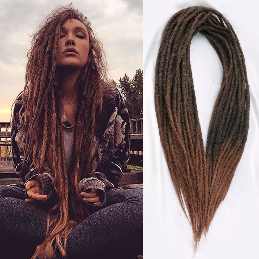 DAIRESS 24 Inch Double Ended Dreadlock Extensions Synthetic Dreads 10strands/pack Synthetic Braids Thin 0.6cm Soft Handmade Reggae Hair Hip-Hop Style Dread Extensions Locks Hair(10strands/pack,1B-30)