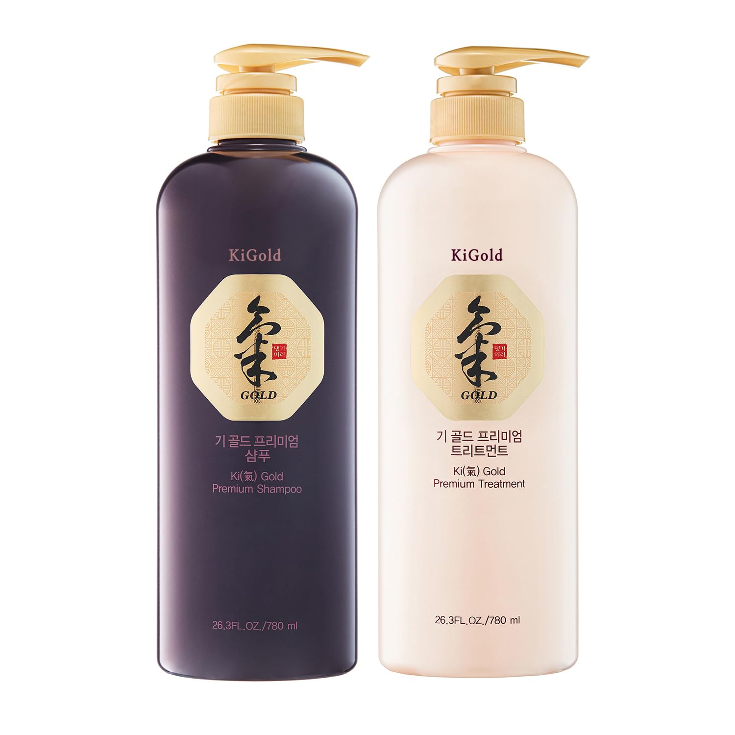 DAENG GI MEO RIKi Gold - Premium Shampoo + Treatment Set for Hair Loss, Thin Hair, Gray Hair Prevention and Treatment, Medicinal Herbal Shampoo, All Natural, Korea's No. 1 Hair Brand