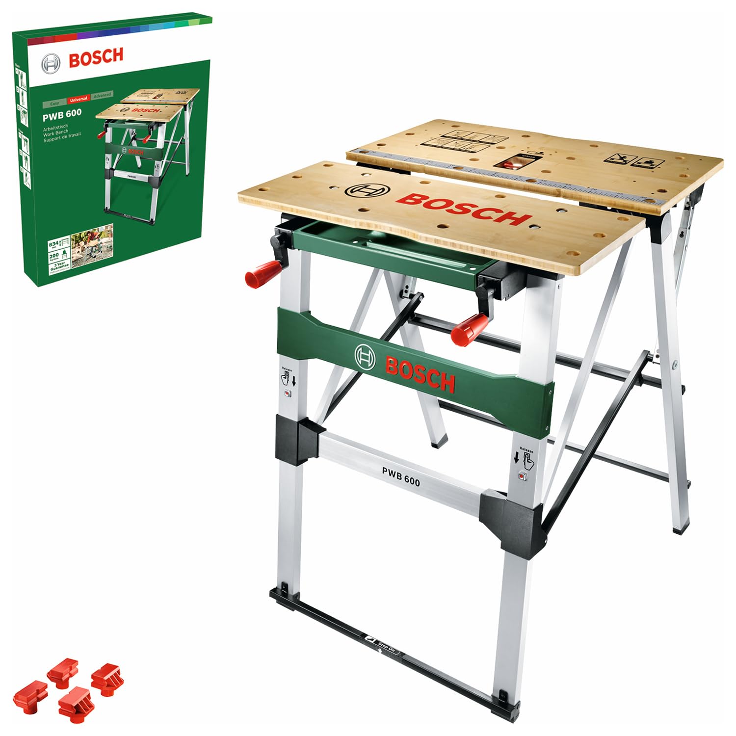 Bosch Pwb 600 Work Bench (4 Blade Clamps, Cardboard Box, Max. Load Capacity: 200 Kg)