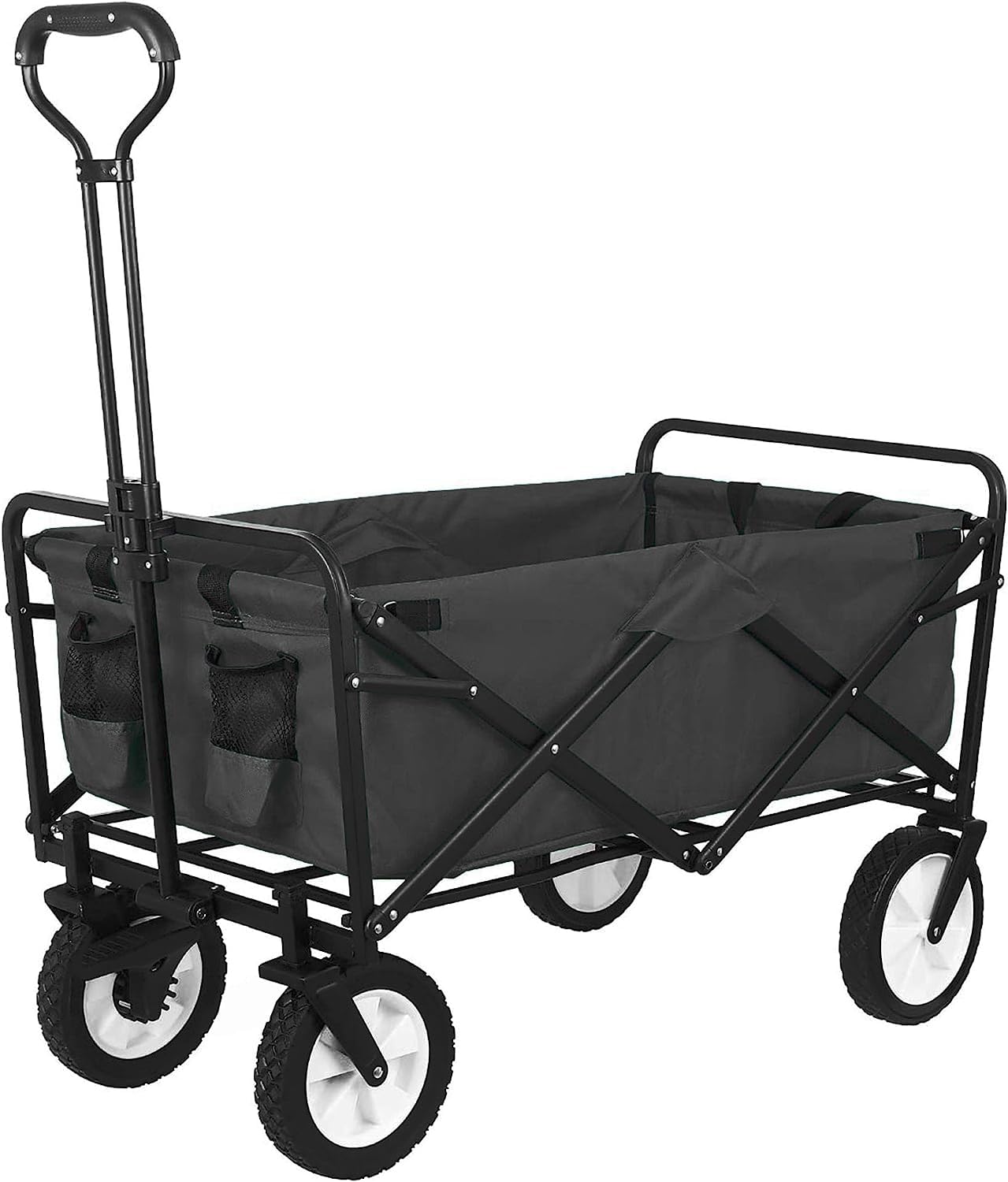 Egardenkart Foldable Utility Wagon Cart Trolley Utility Grocery Wagon for Camping Shopping (Black)