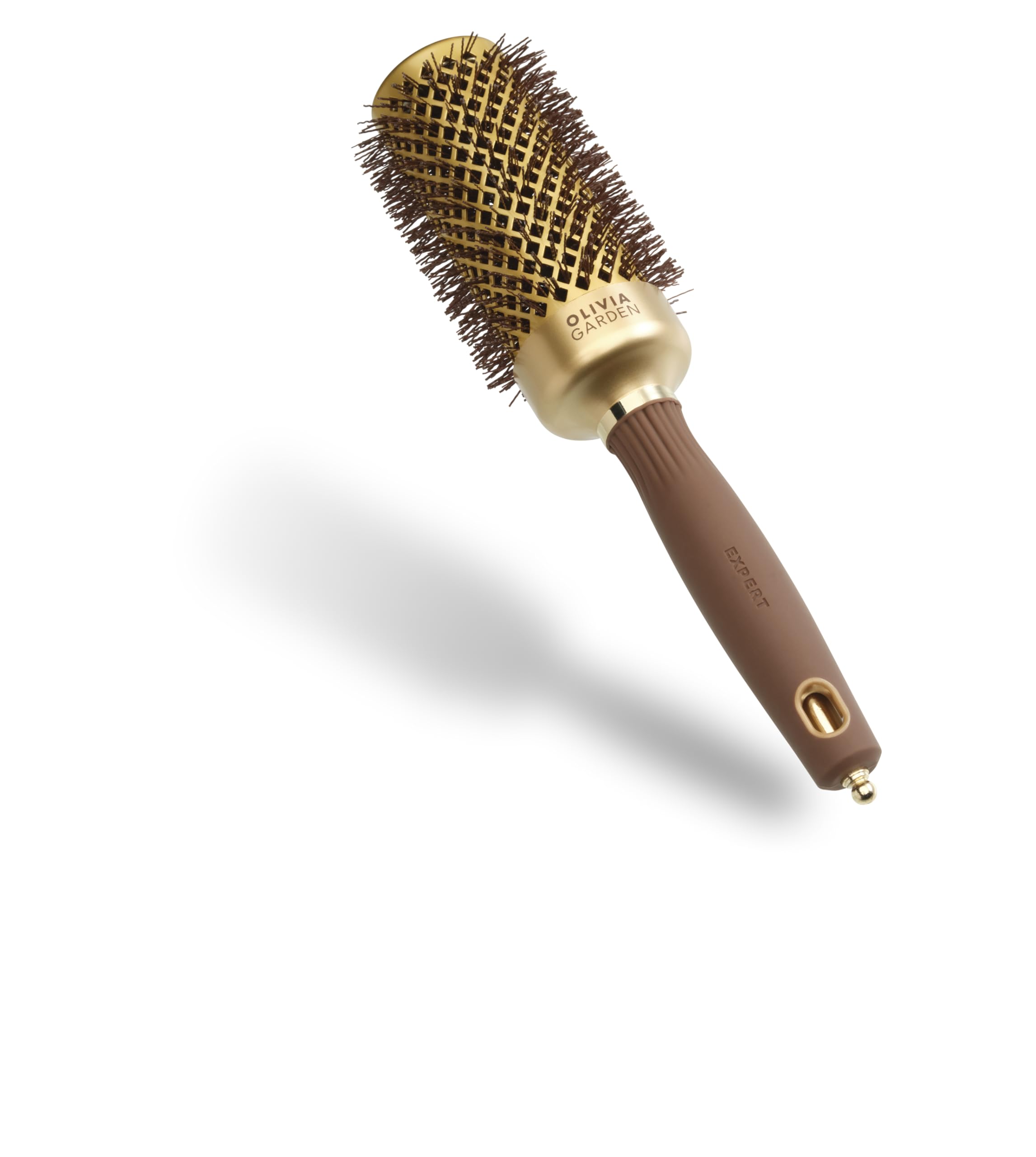 Olivia GardenExpert Blowout Shine – Gold & Brown - 45 - Ceramic Coated Round Brush for Smooth Blowout, Frizz-Free Hair & Radiant Shine