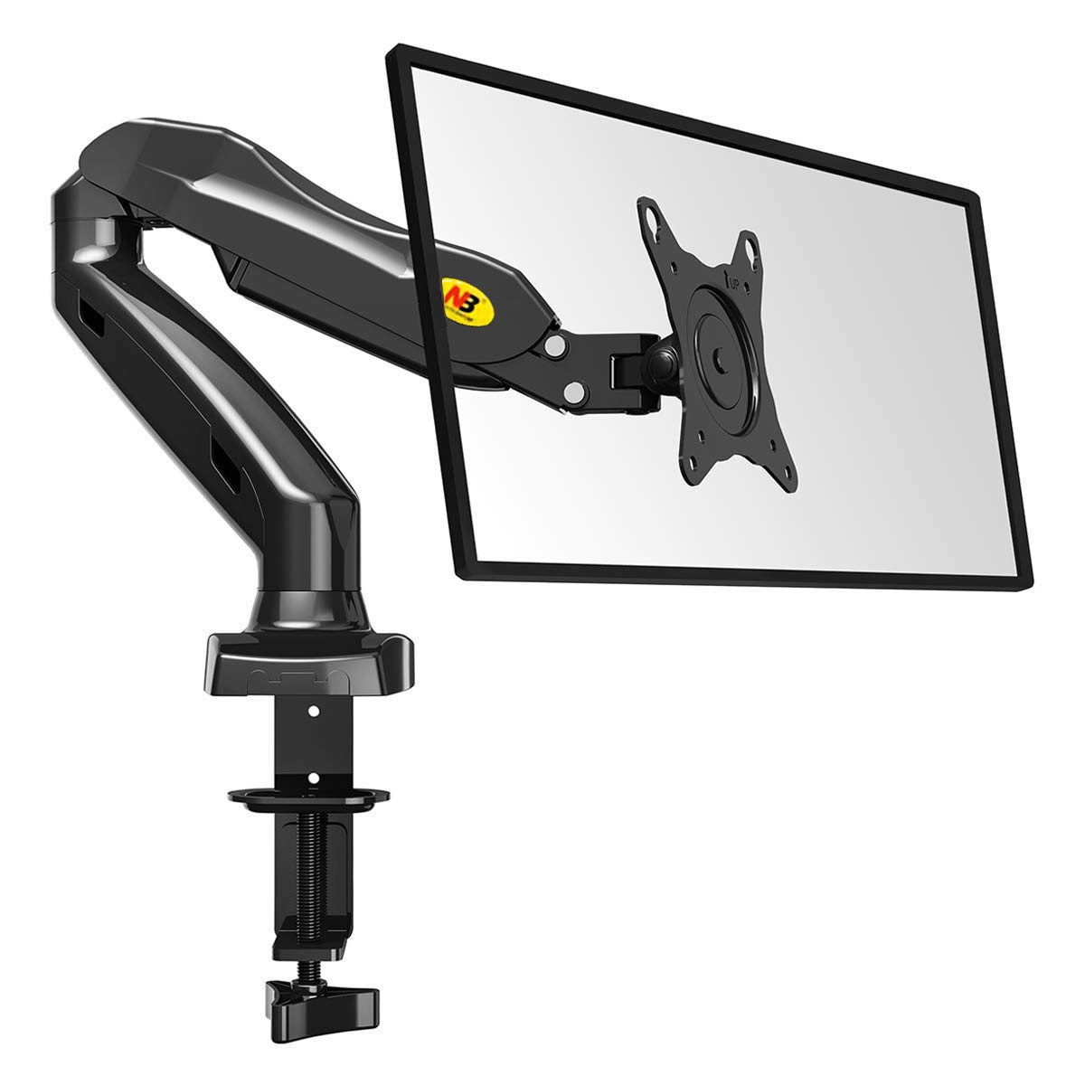 NB North Bayou Computer Monitor Desk Mount Stand with Gas Spring Arm Adjustable Height Tilt Angle for 17-30 Inch Flat or Curved Screens VESA 75x75/100x100mm with Clamp, Grommet Mounting Base