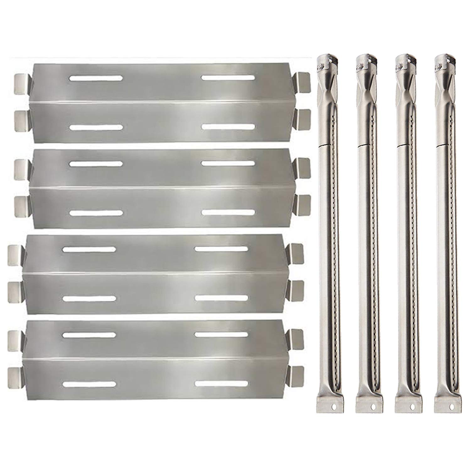 Sunshineey Replacement Parts Stainless Steel Grill Burners &Heat Plates Shield for Bakers and Chefs, Grill Chef, Members Mark Gas Grill Models（4 Pack）