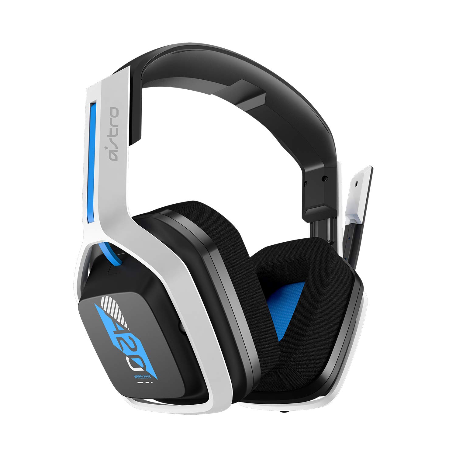 ASTRO Gaming A20 Wireless Headset Gen 2, Lightweight and Damage Resistant, Flip-To-Mute Microphone, +15 Hour Battery Life, 15 m Range, for PlayStation 5, PS4, PC, Mac - White/Blue