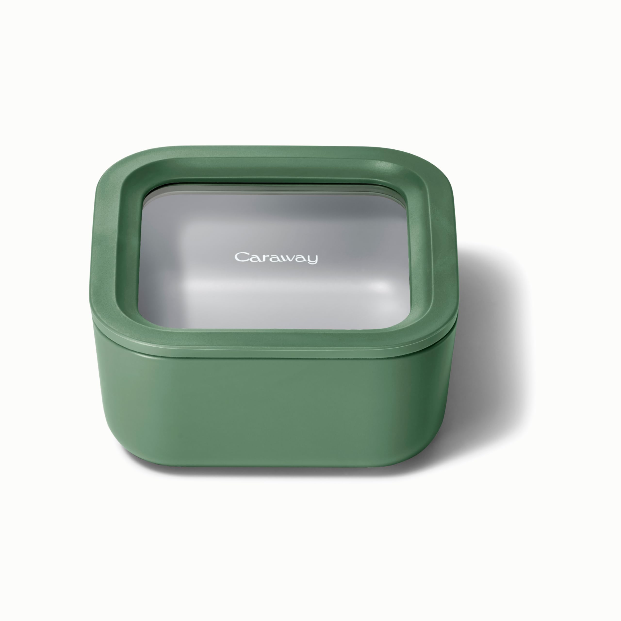 Caraway Glass Food Storage, 4.4 Cup Glass Container - Ceramic Coated Food Container - Easy to Store, Non Toxic, Non Stick Lunch Box Container with Glass Lids. Dishwasher, Oven, & Microwave Safe - Sage