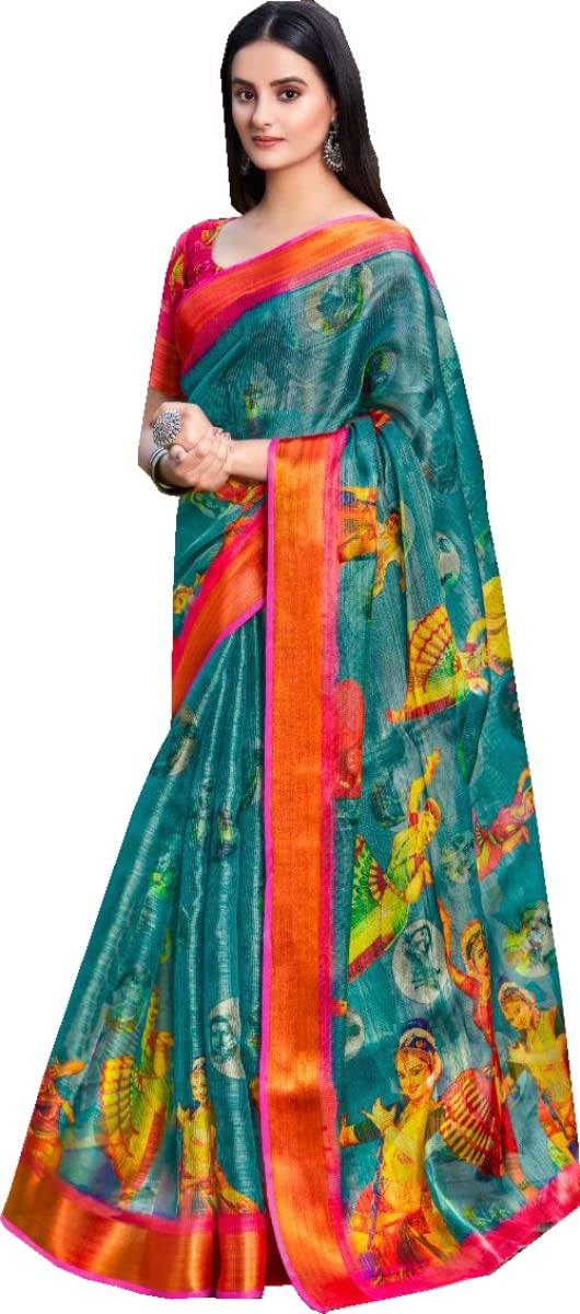 REKHASarees For Women Banarasi Art Silk Woven Work Saree Indian Wedding Traditional Wear Sari and Blouse Piece Latest Silk Sari SW-02, Sea Green, Free