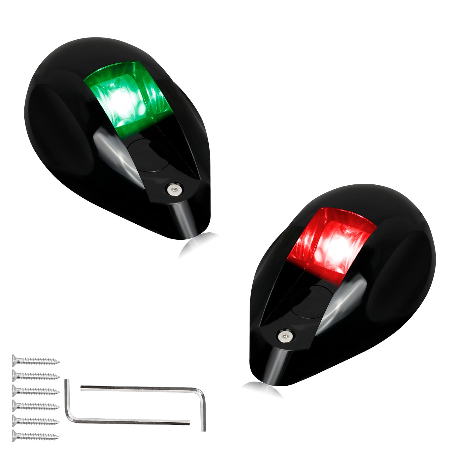 HERCOO Boat Navigation Lights LED Bow Lights for Boats, IP67 Waterproof Red and Green Marine Navigation Lights for Bow & Stern，Ideal for Pontoon, Yacht, Power Boat - Black