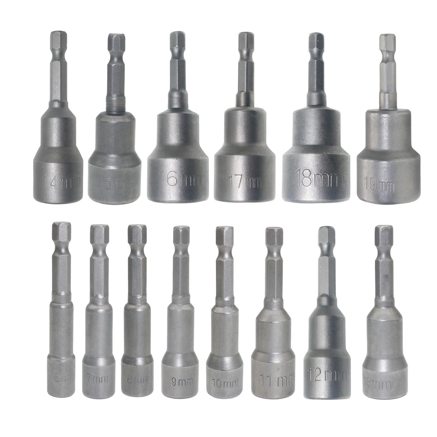 Hexagon handle Magnetic Nut Driver Power Screw Drill Bits Socket Wrench Tools Set 6mm-19mm 14pcs