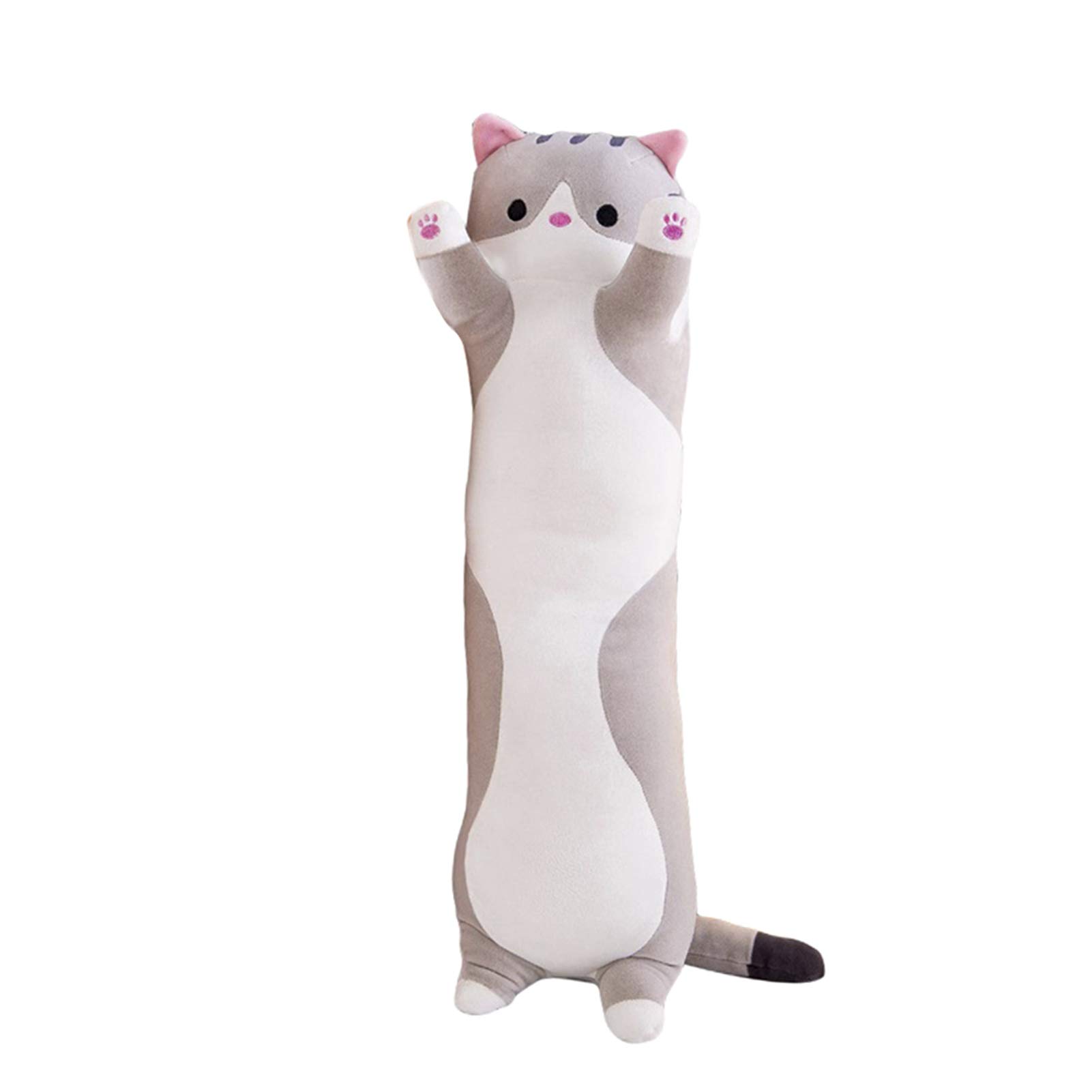 Decdeal Long Cat Plush Pillow, Body Pillow Cat Shaped Pillow Long Throw Pillow