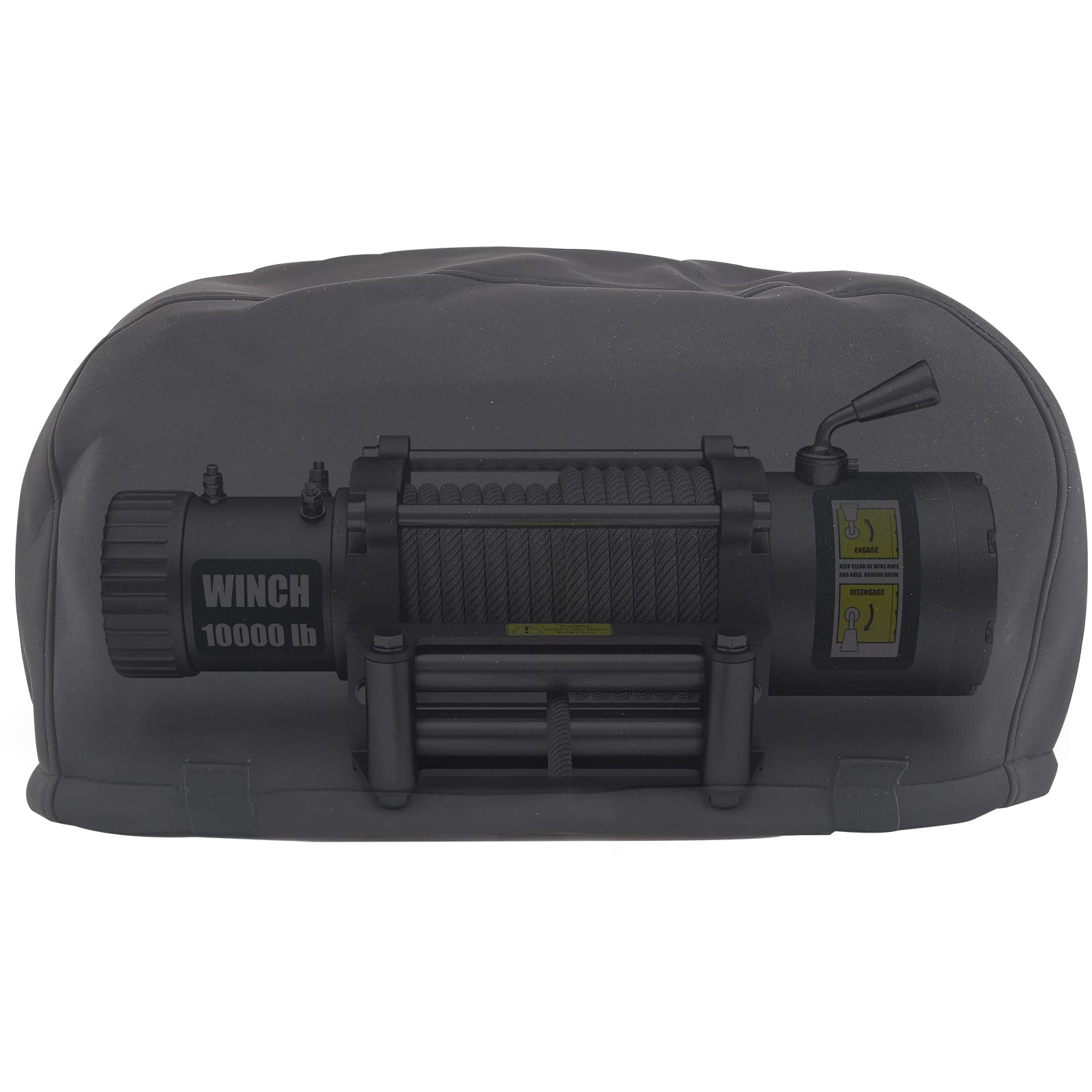 Winch Cover, Heavy Duty Waterproof and Dustproof Neoprene Winch Protection Cover with Drawsting, UV-Resistant Dust Cover For Electric Winches From 8000-12000Lbs (Fit 12000lbs)