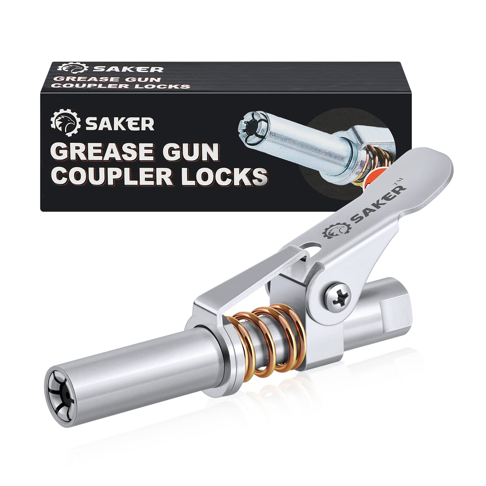 SakerGrease Gun Coupler,Compatible with All Grease Guns 1/8" NPT Fittings（Suitable for diameters Greater Than 14mm,Upgrade to 14000 PSI