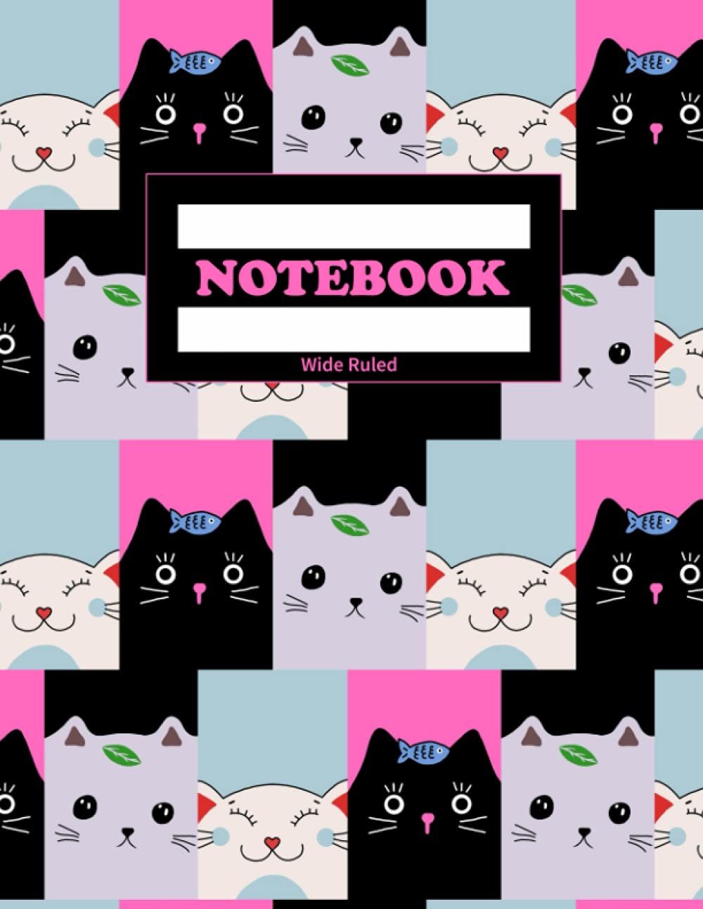 Cute Kawaii Colorful Cats Wide Ruled Composition Notebook 120 Pages - 8.5 x 11 – Great For Adults, Girls, Kitty Lovers , Kids , Children, Teens – ... Single Subject Note Book – Style Large CKG