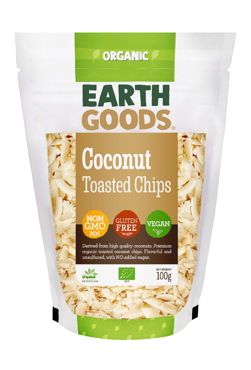 Earth Goods Organic Toasted Coconut Chips NON-GMO;Gluten-Free; Vegan 100g