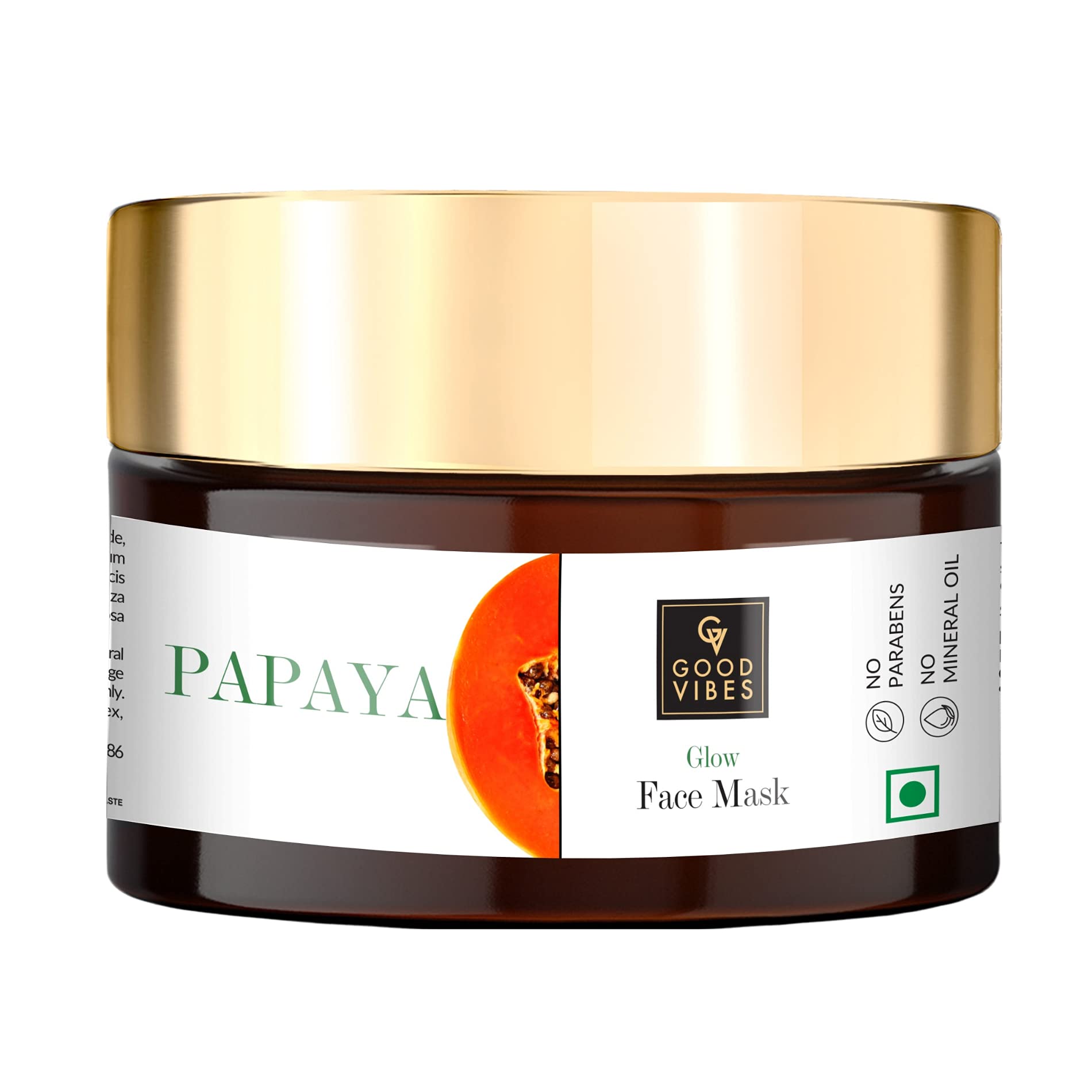 Good Vibes Papaya Glow Face Mask, 50 g Deep Pore Cleansing Moisturizing Face Mask For All Skin Types, Helps Reduce Wrinkles & Signs Of Ageing, No Parabens & Sulphates