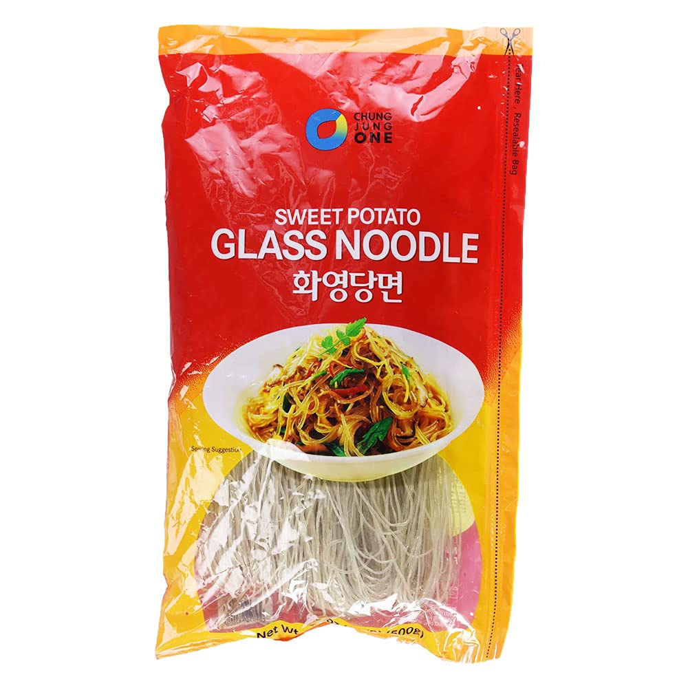 Chung Jung One O'Food Glass Noodles, Korean Vermicelli, Dangmyun, Sweet Potato Starch,17.6 Ounces