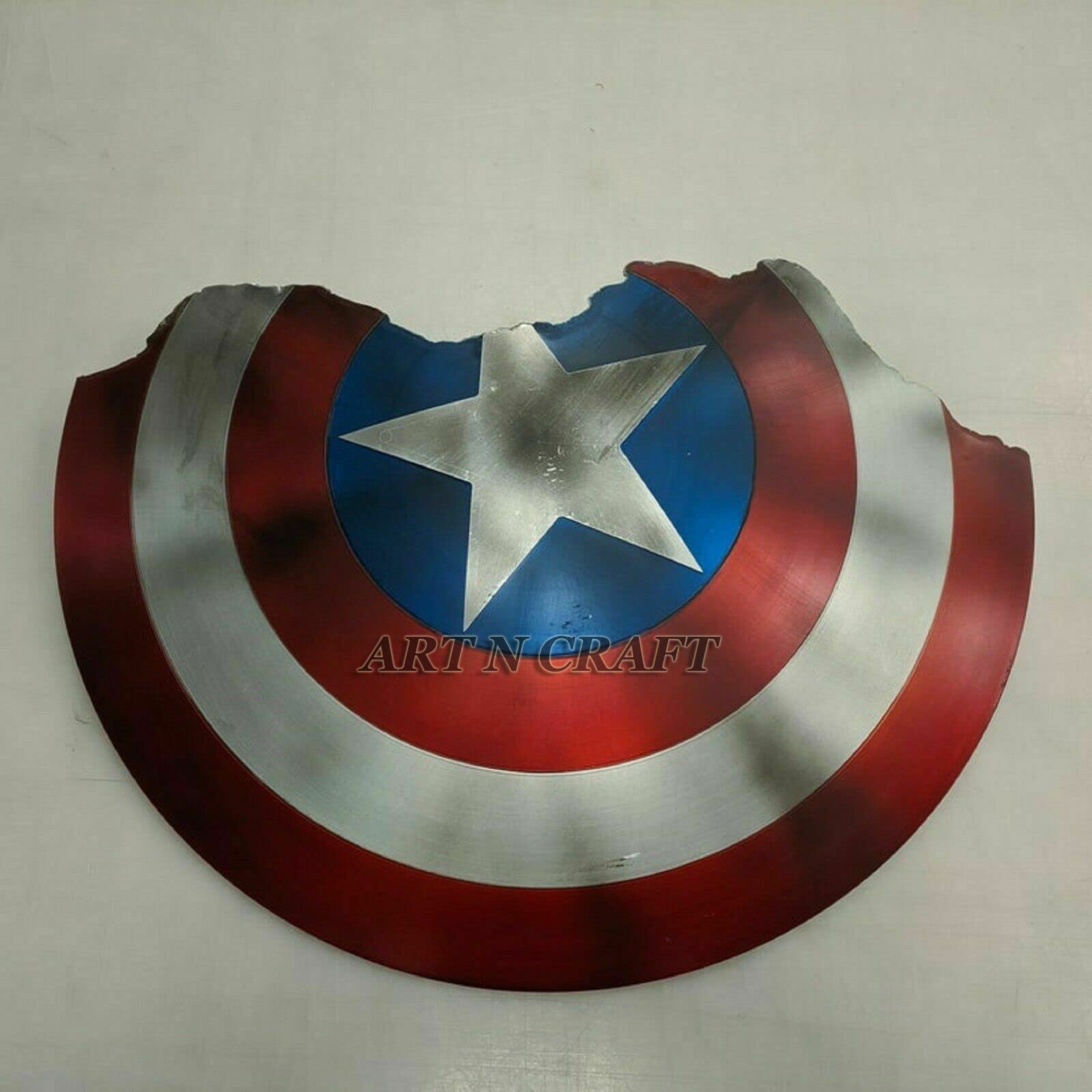 ART N CRAFT Captain America Broken Damage Shield by Cosmic Attack - Metal Prop Replica - Avengers Endgame