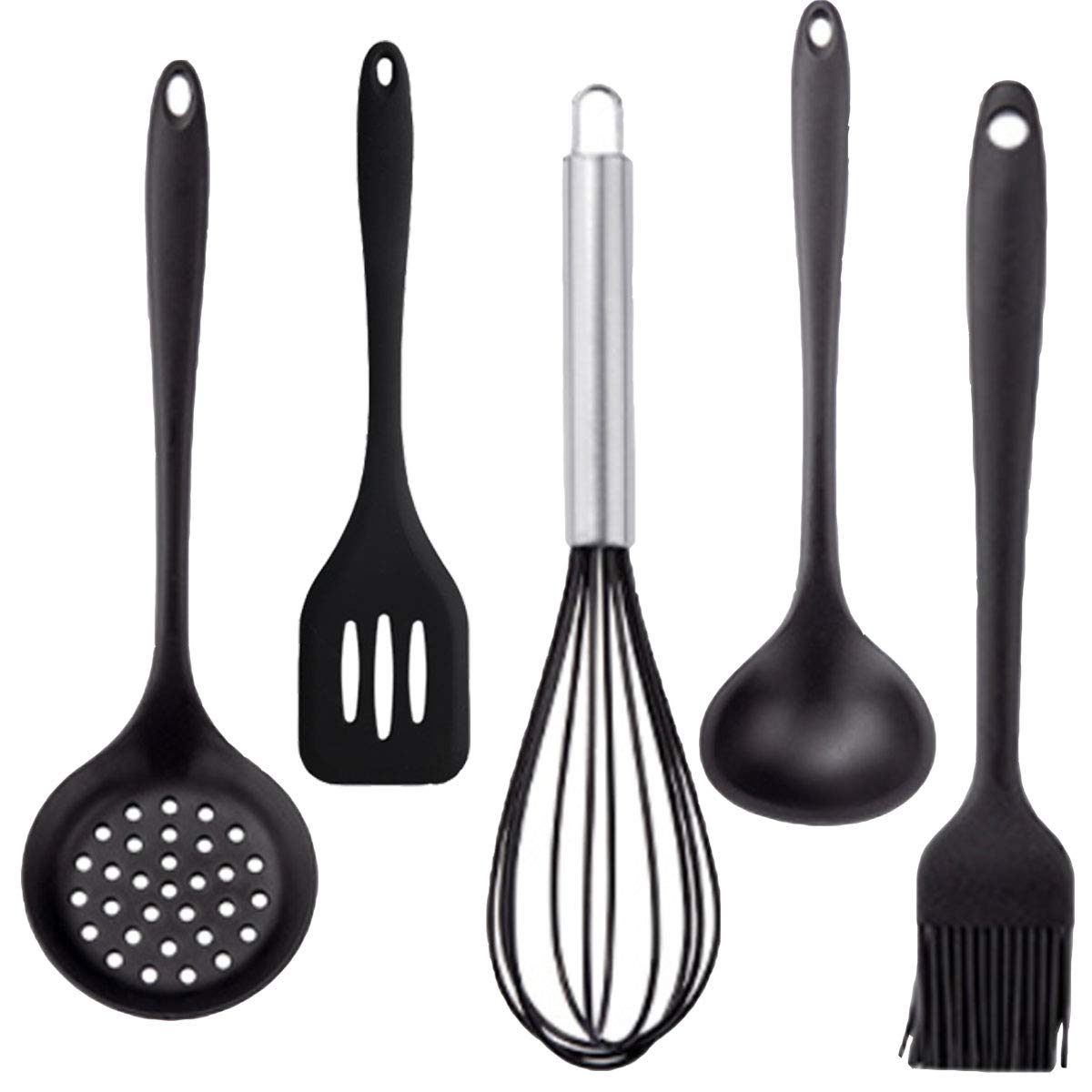 Youerte Kitchen Utensil Set- Cooking Utensils-Silicone Kitchen Utensils -Umite Chef Nonstick Cookware with Spatula Set - Colored Best Kitchen Tools Kitchen Gadgets (Black)