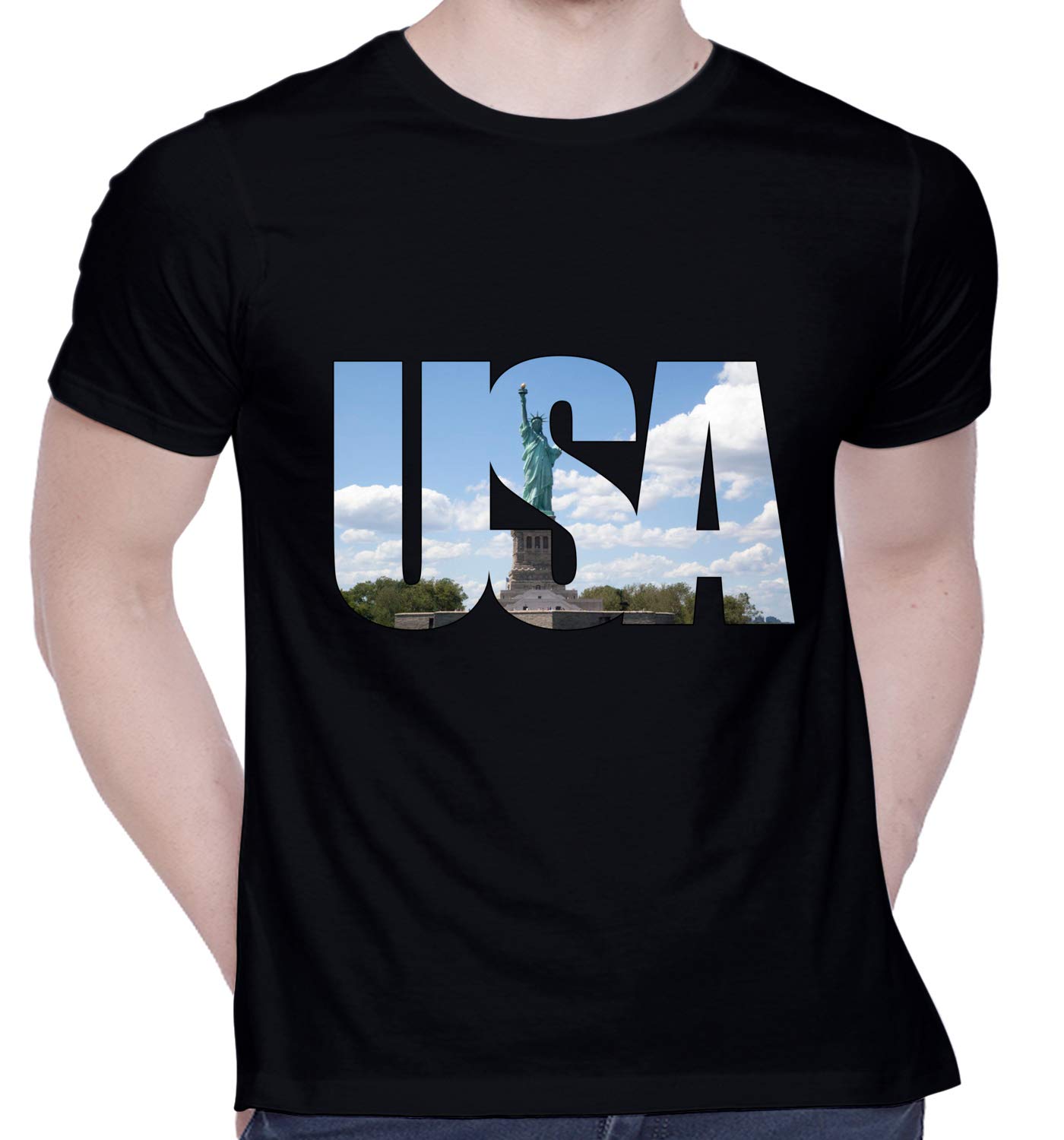 CreativiTGraphic Printed T-Shirt for Unisex USA Country Tshirt | Casual Half Sleeve Round Neck T-Shirt | 100% Cotton | D00741-66