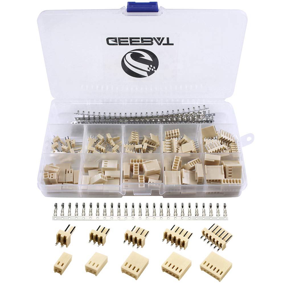 GeeBat 300pcs 2.54mm KF2510 Connector Kit with KF2510 2.54mm Female Pin Headers Terminals, 2.54mm 2/3 / 4/5 /6 Pin Housing Connector Adapter Plug