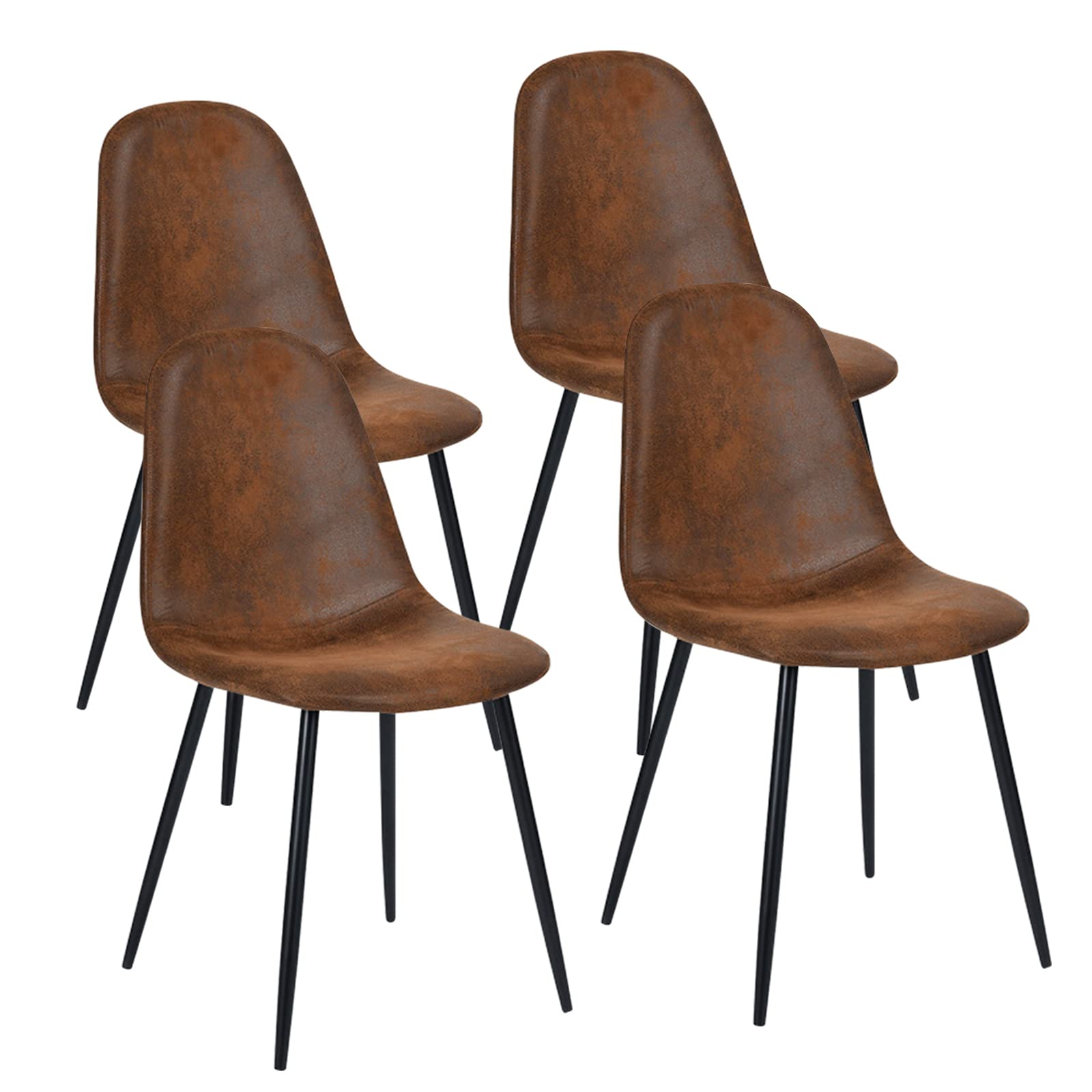 FurnitureRDining Chairs Set of 4 Modern Suede Fabric Comfortable Side Seating for Kitchen,Guest, Brown