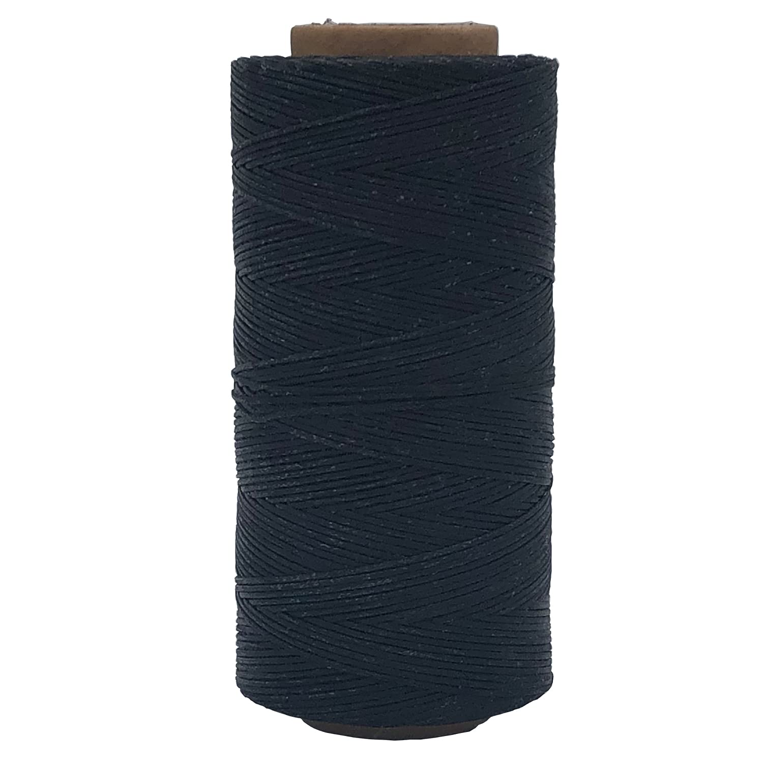 Waxed Leather Sewing Thread 295 Yds 0.8MM 150D Flat Polyester DIY Handcraft Stitching Cord No Knotting (Black S999)