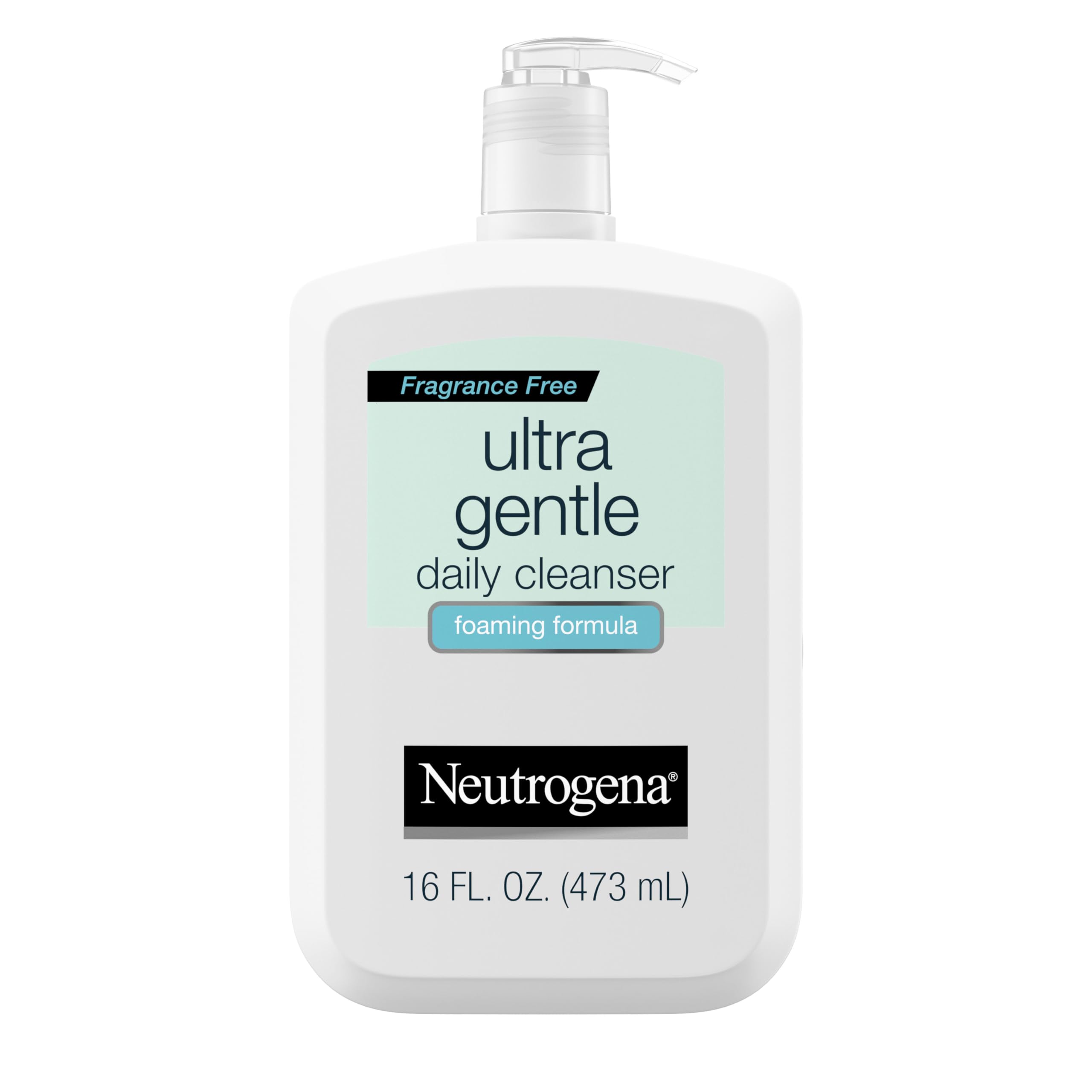 Neutrogena Fragrance Free Ultra Gentle Foaming Daily Cleanser, Hydrating Face Wash for Sensitive Skin, Removes Makeup & Gently Cleanses Without Over Drying, Hypoallergenic, 16 fl. oz