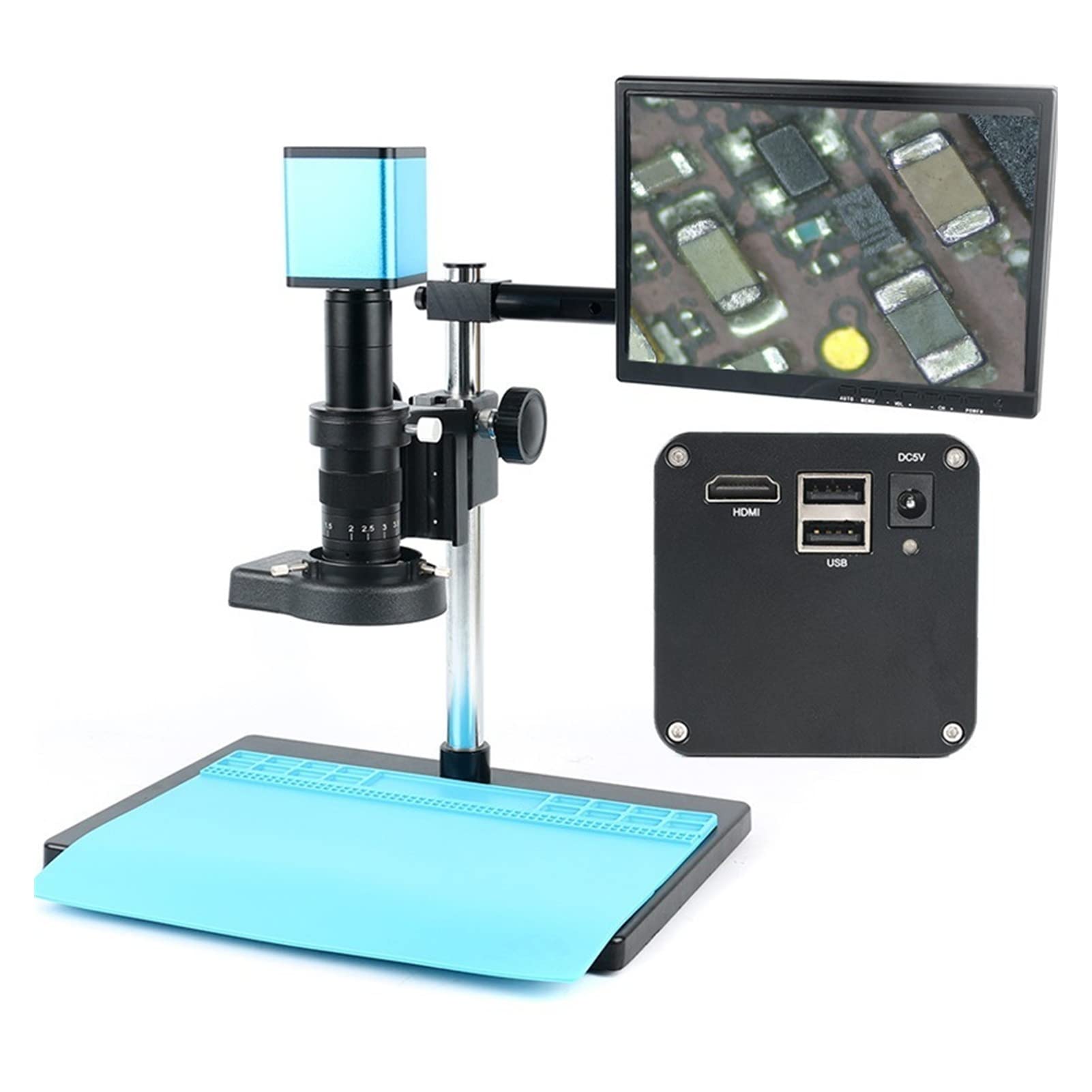 YIBANG-DZSW 2MP Industrial Camera 10.1 Inch 180X Electronic Video Microscope HD Auto Focus with Storage Measurement Function for Industry Lab