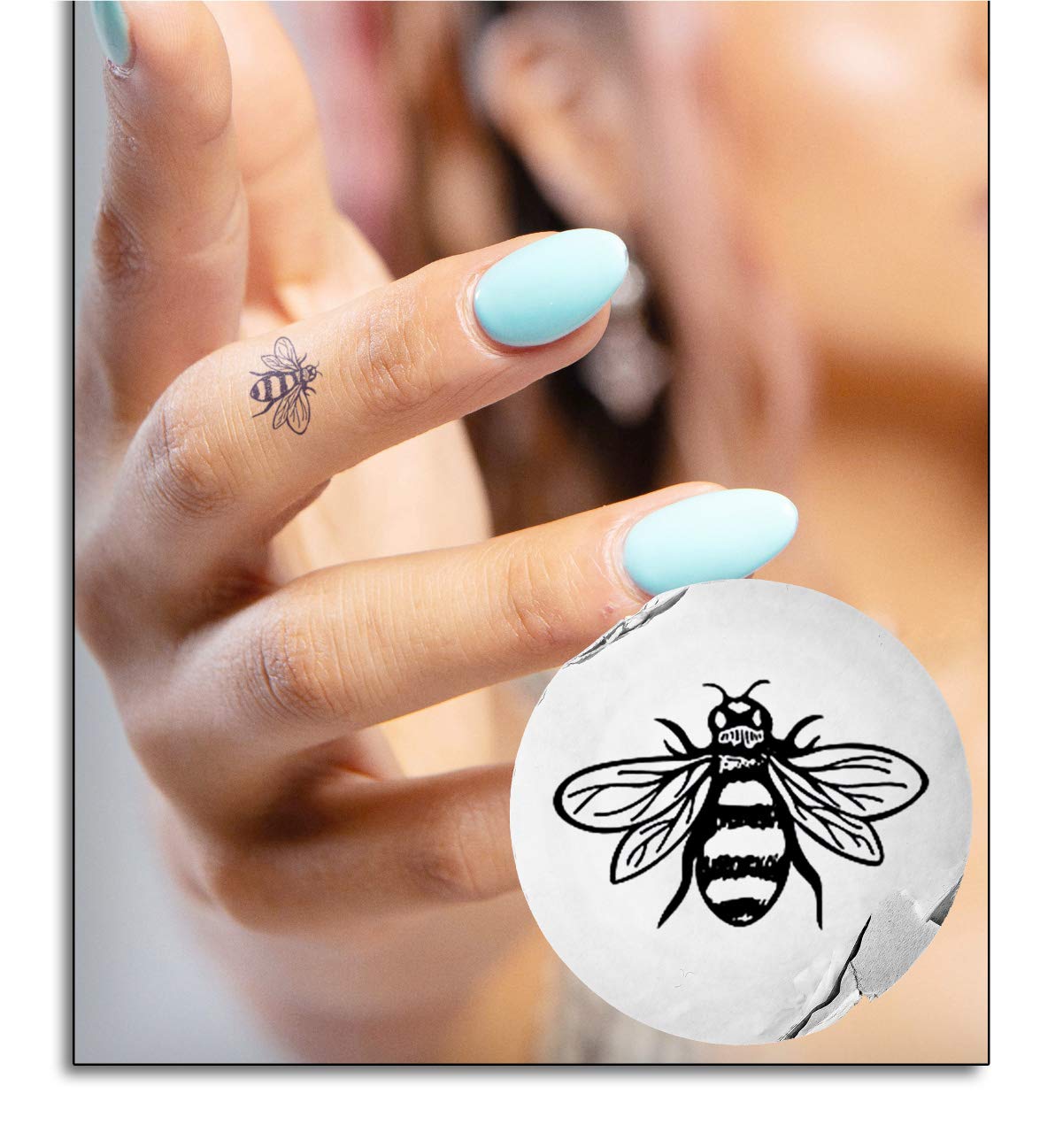 Inkbox Temporary Tattoos, Semi-Permanent Tattoo, One Premium Easy Long Lasting, Water-Resistant Temp Tattoo with For Now Ink - Lasts 1-2 Weeks, Bee Tatttoo, 1 x 1 in, Bebo