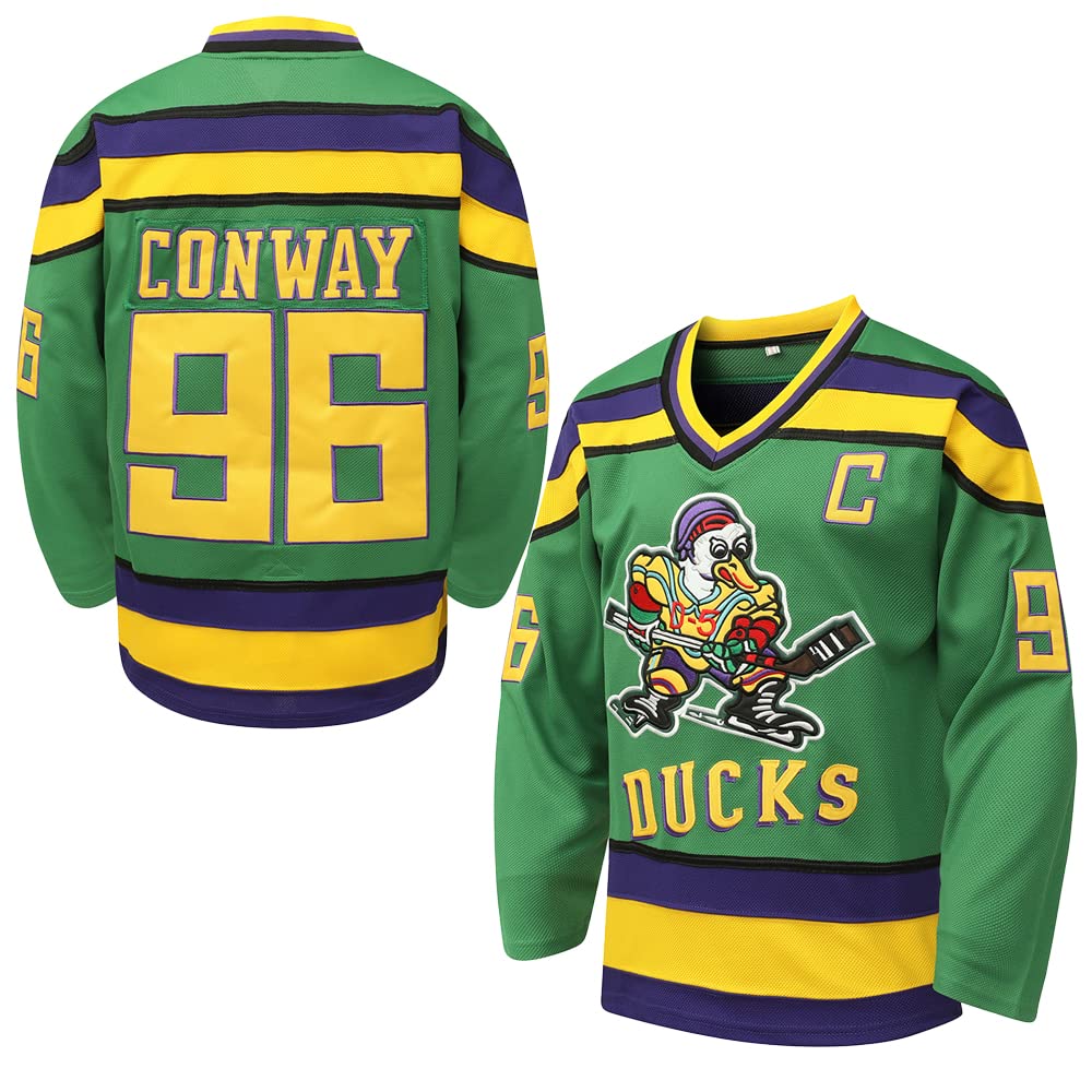 Mighty Ducks Ice Hockey Jersey #96 Charlie Conway #99 Adam Banks,90s Movie Hockey Jersey for Men and Women