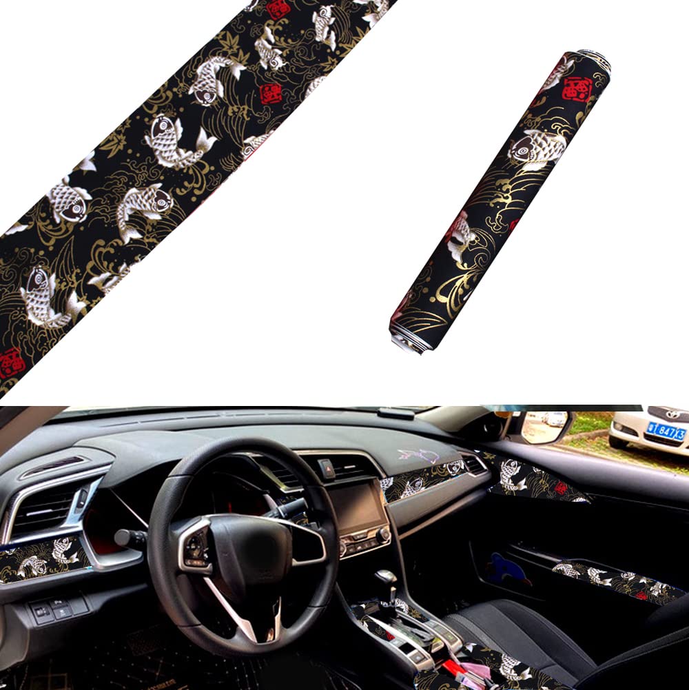 Tuklye Car Interior Car Sticker Self-Adhesive Tape with Adhesive and Wind Cloth Sticker JDM Japanese Style Cotton Bronzing Automotive Interior Sticker (9.8x57in)