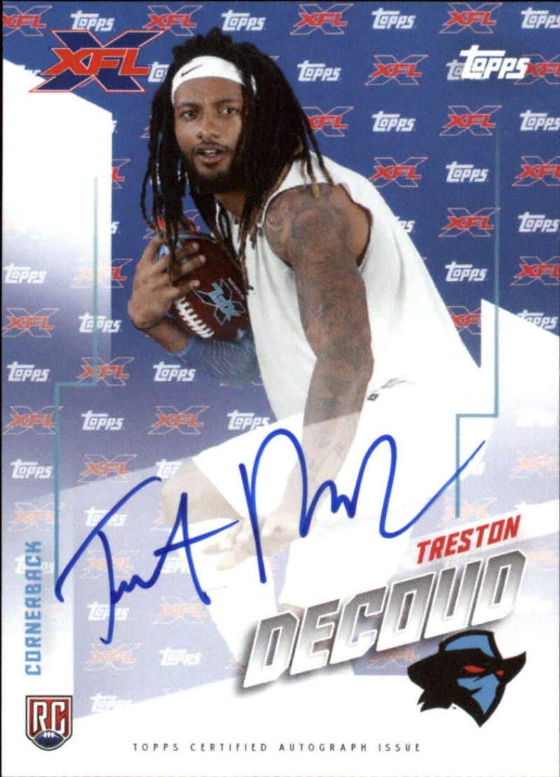 2020 Topps XFL Autographs #AU-TD Treston Decoud Auto Dallas Renegades Official Football Trading Card