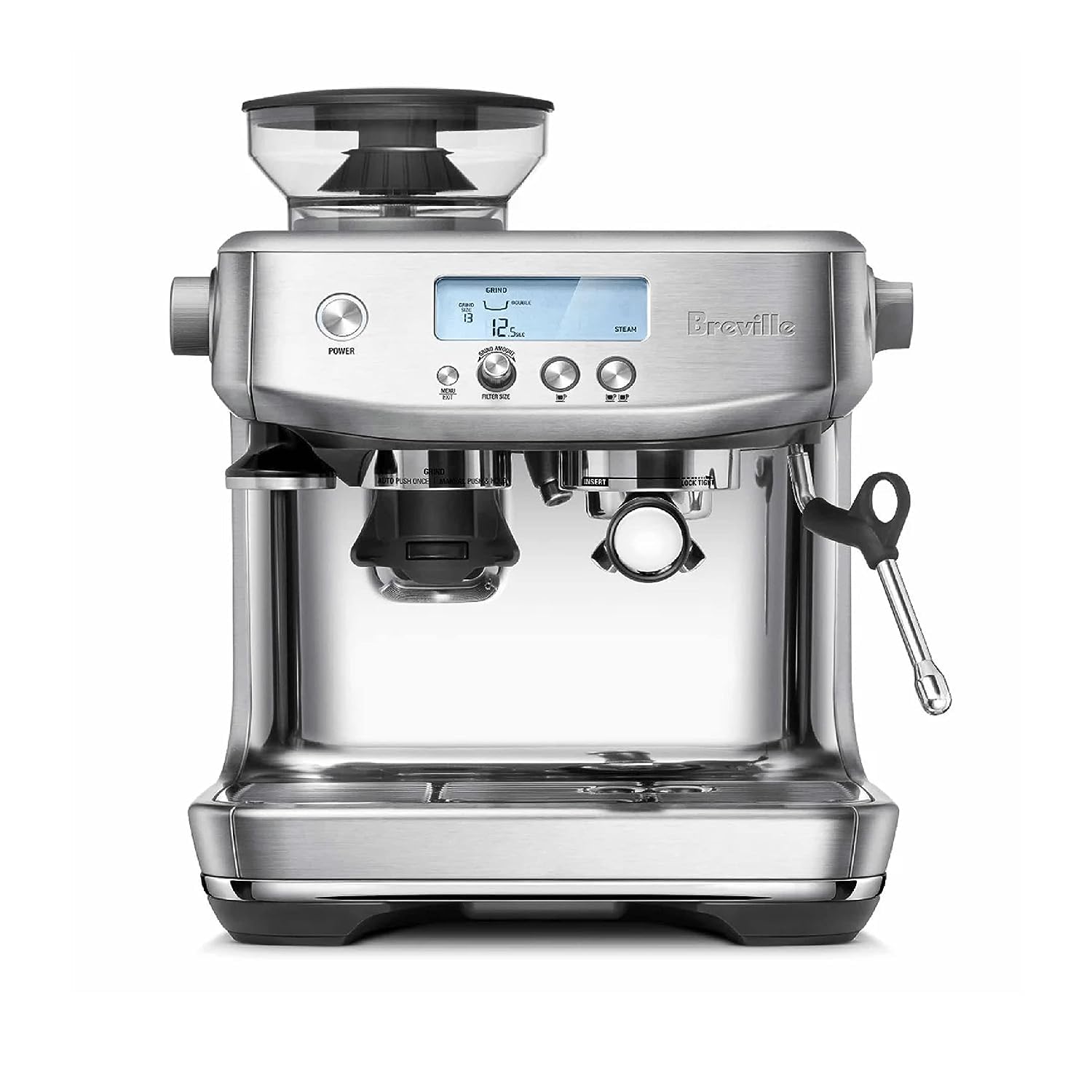 BrevilleBarista Pro Espresso Machine, Silver, BES878"Min 1 year manufacturer warranty"