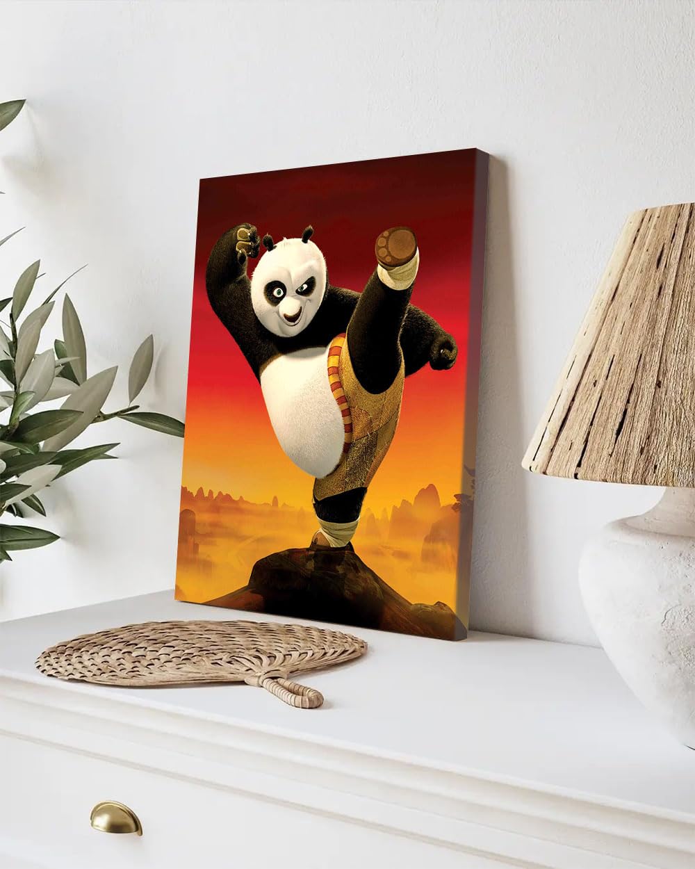 GADGETS WRAP Canvas Gallery Wrap Framed for Home Office Studio Living Room Decoration (9x11inch) - Panda Kung Fu